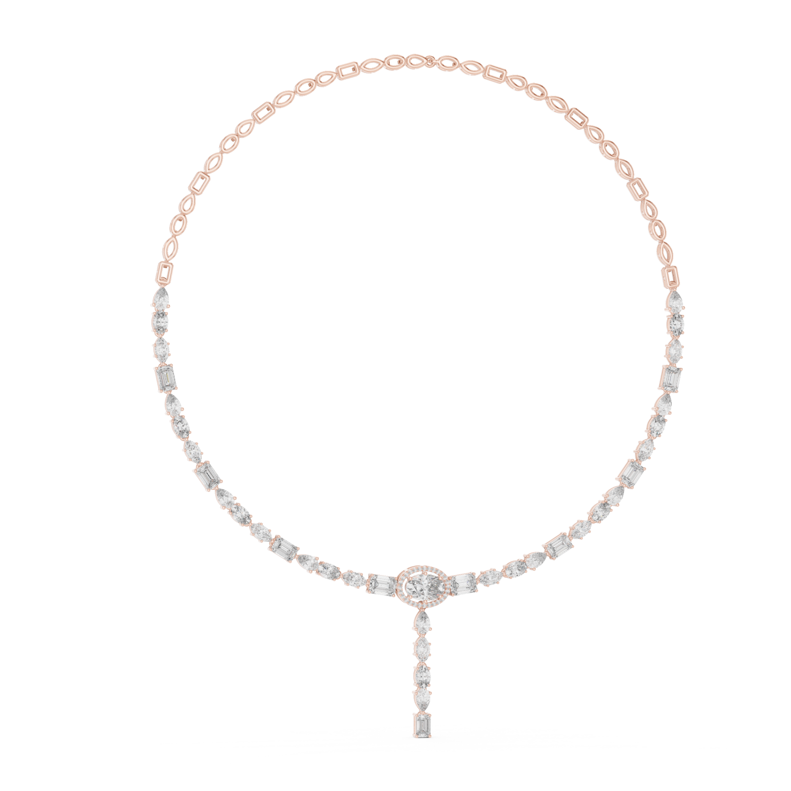  Rose Gold Whispering Grace Long Lariat Necklace Left View
