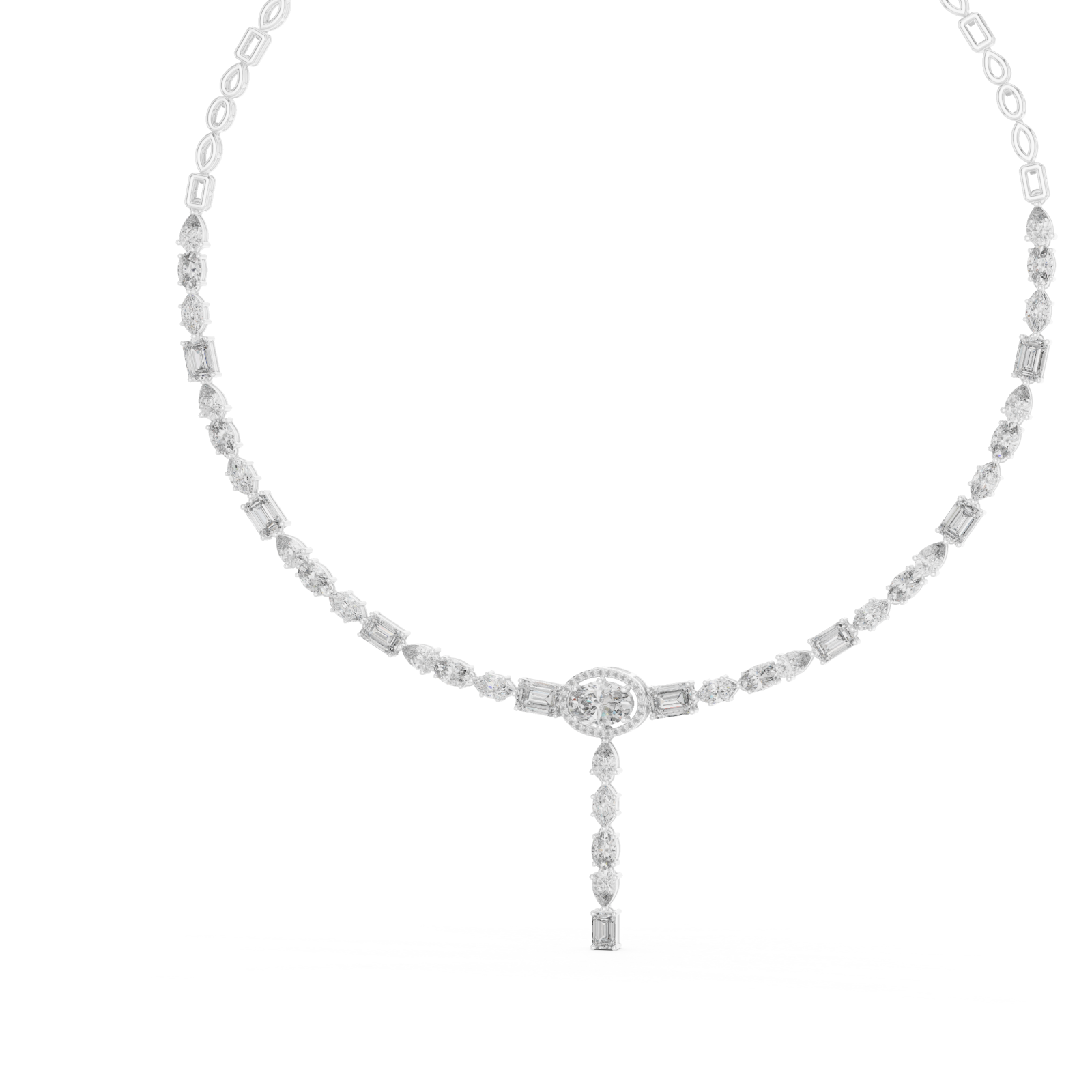  White Gold Whispering Grace Long Lariat Necklace Right View
