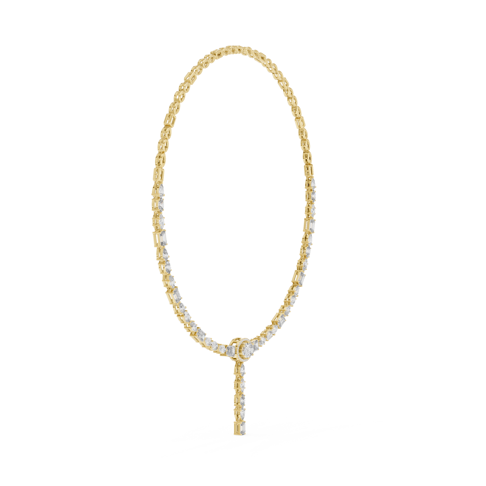  Gold Whispering Grace Long Lariat Necklace Side View