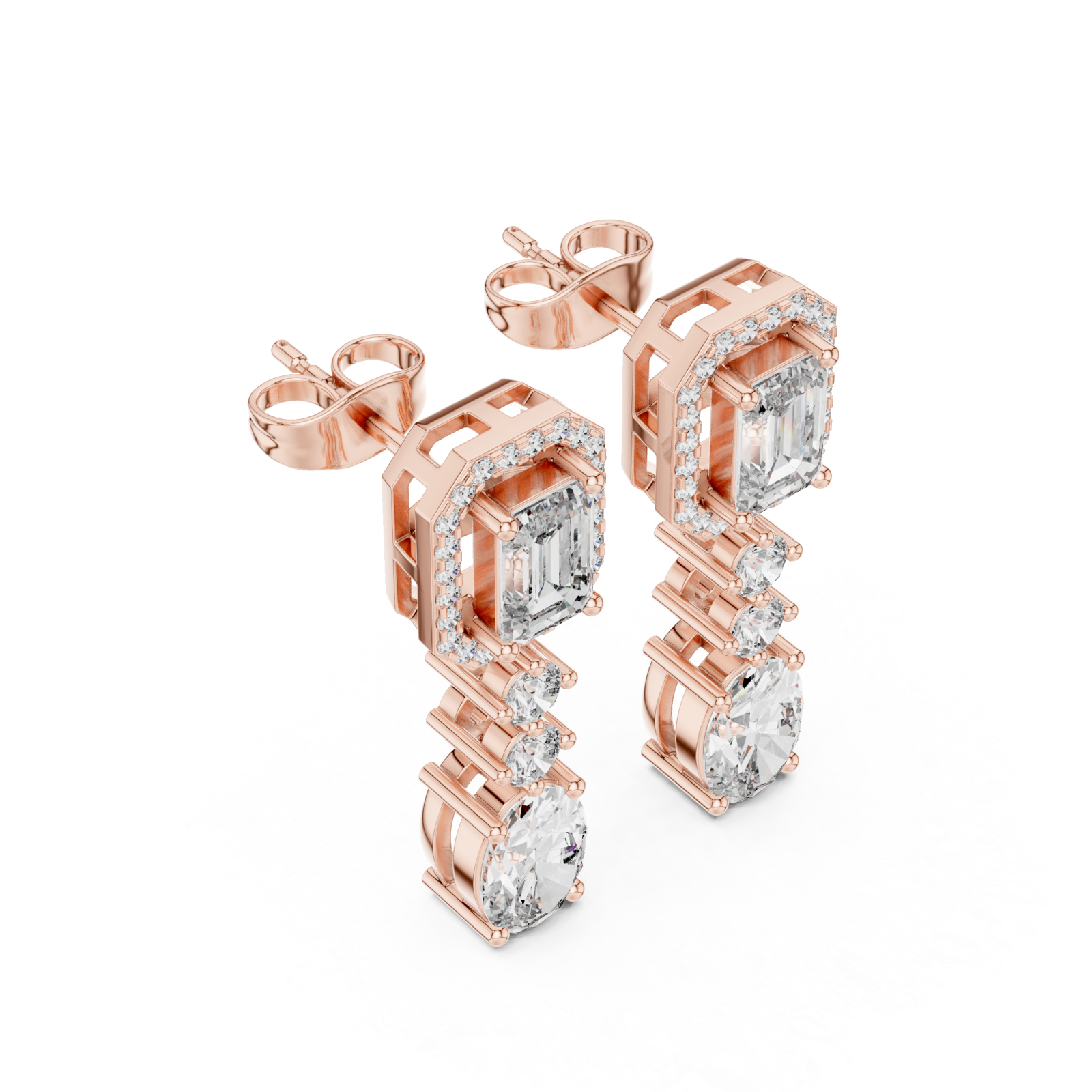  Rose Gold Radiant Harmony Stud Earrings Right View