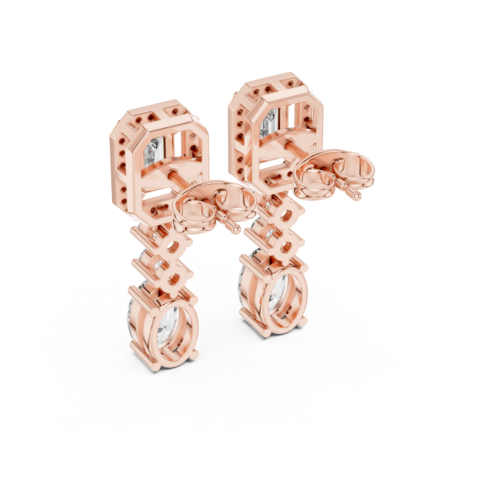  Rose Gold Radiant Harmony Stud Earrings Side View