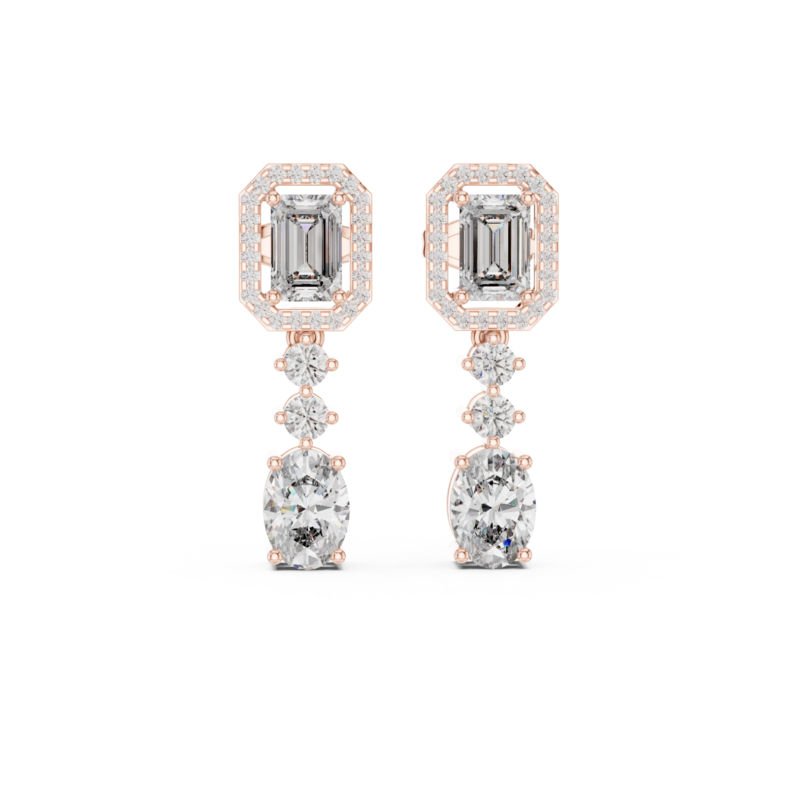  Rose Gold Radiant Harmony Stud Earrings Front View