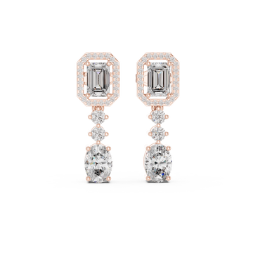  Rose Gold Radiant Harmony Stud Earrings Front View