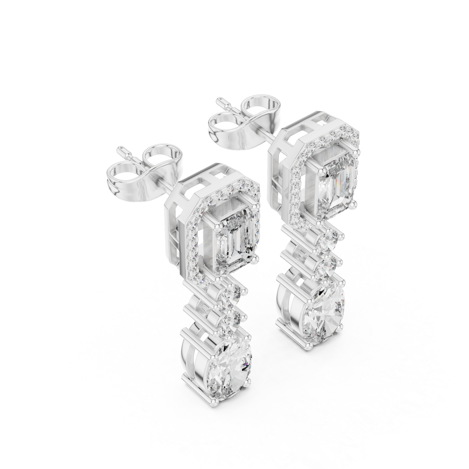  White Gold Radiant Harmony Stud Earrings Right View
