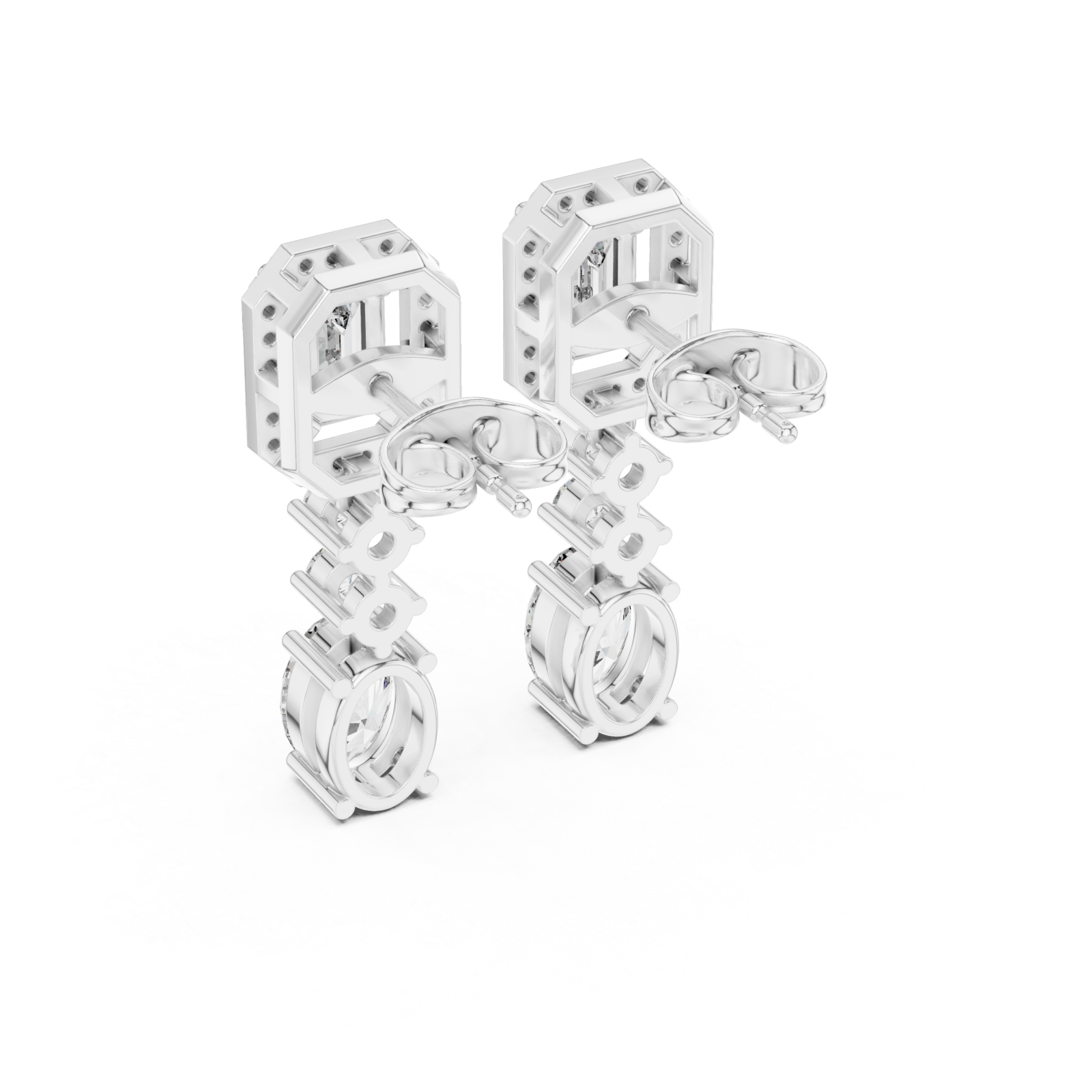  White Gold Radiant Harmony Stud Earrings Side View