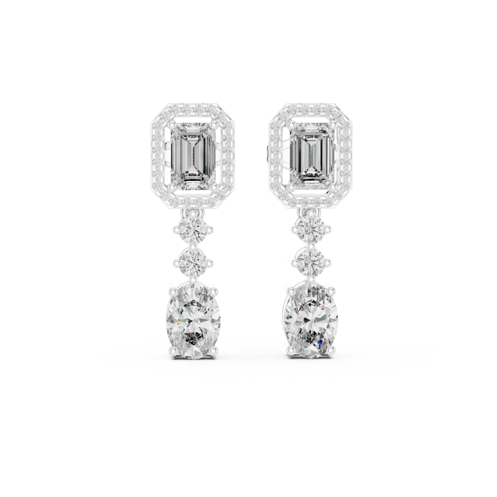  White Gold Radiant Harmony Stud Earrings Front View