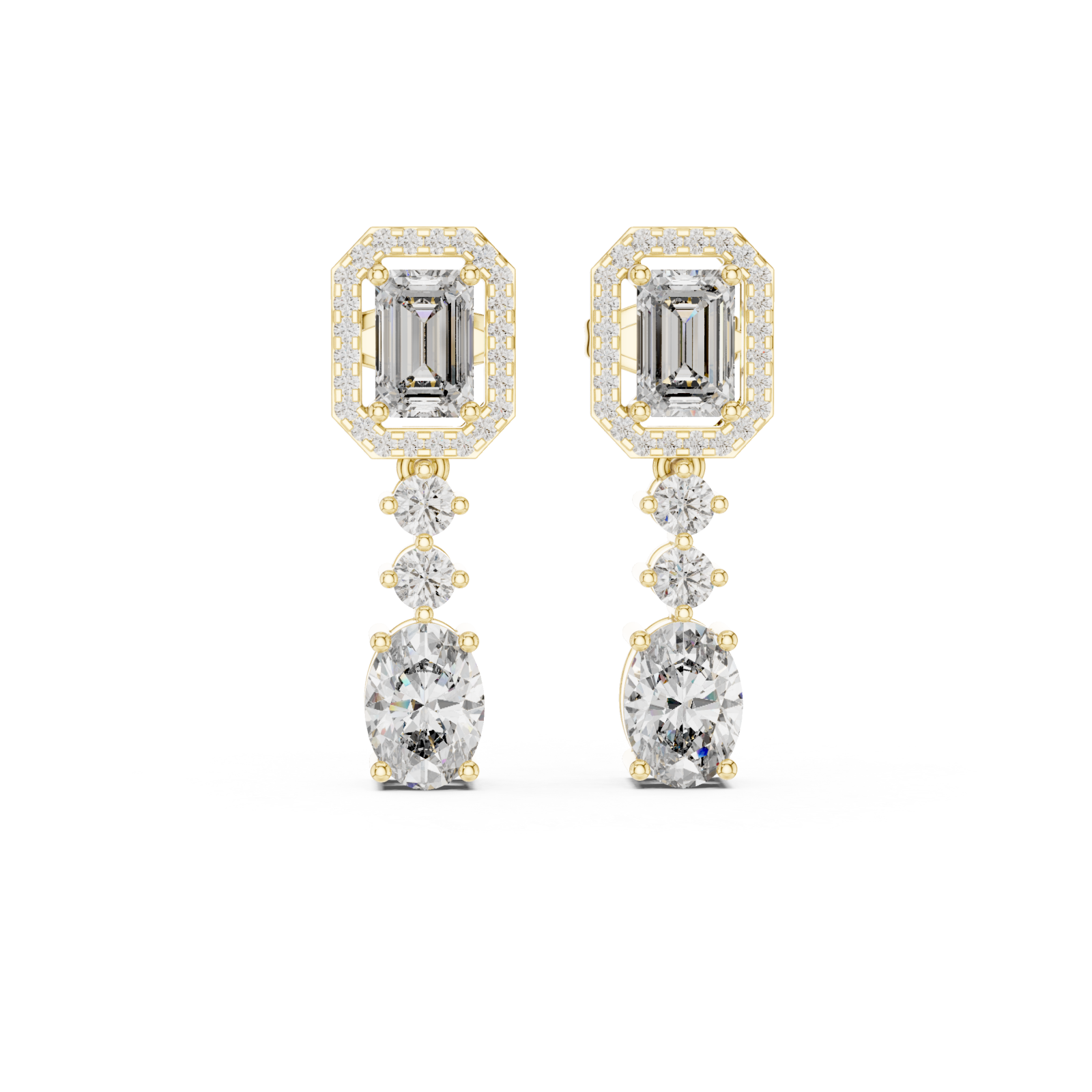  Gold Radiant Harmony Stud Earrings Front View