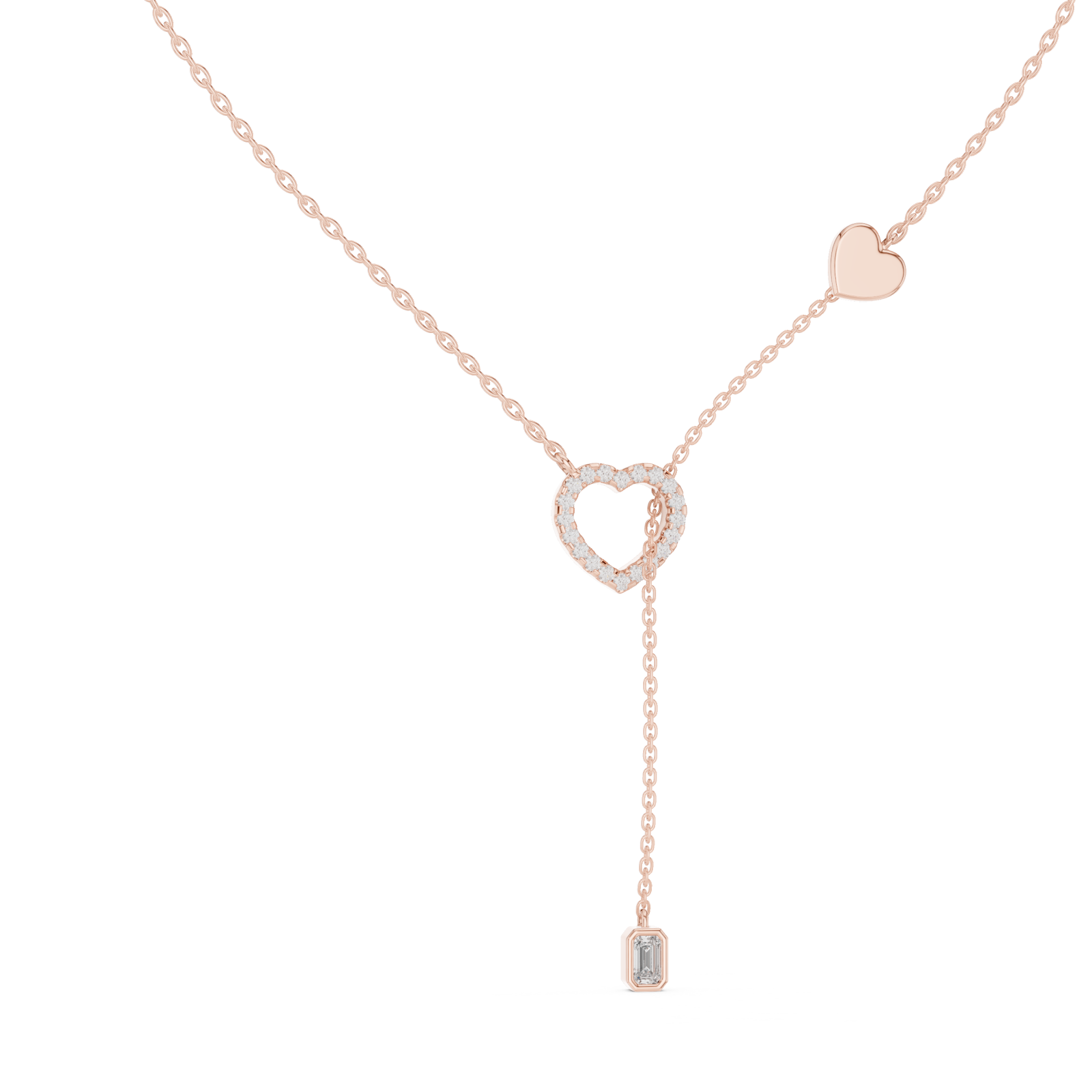  Rose Gold Endless Bond Heart Accent Pendant Left View
