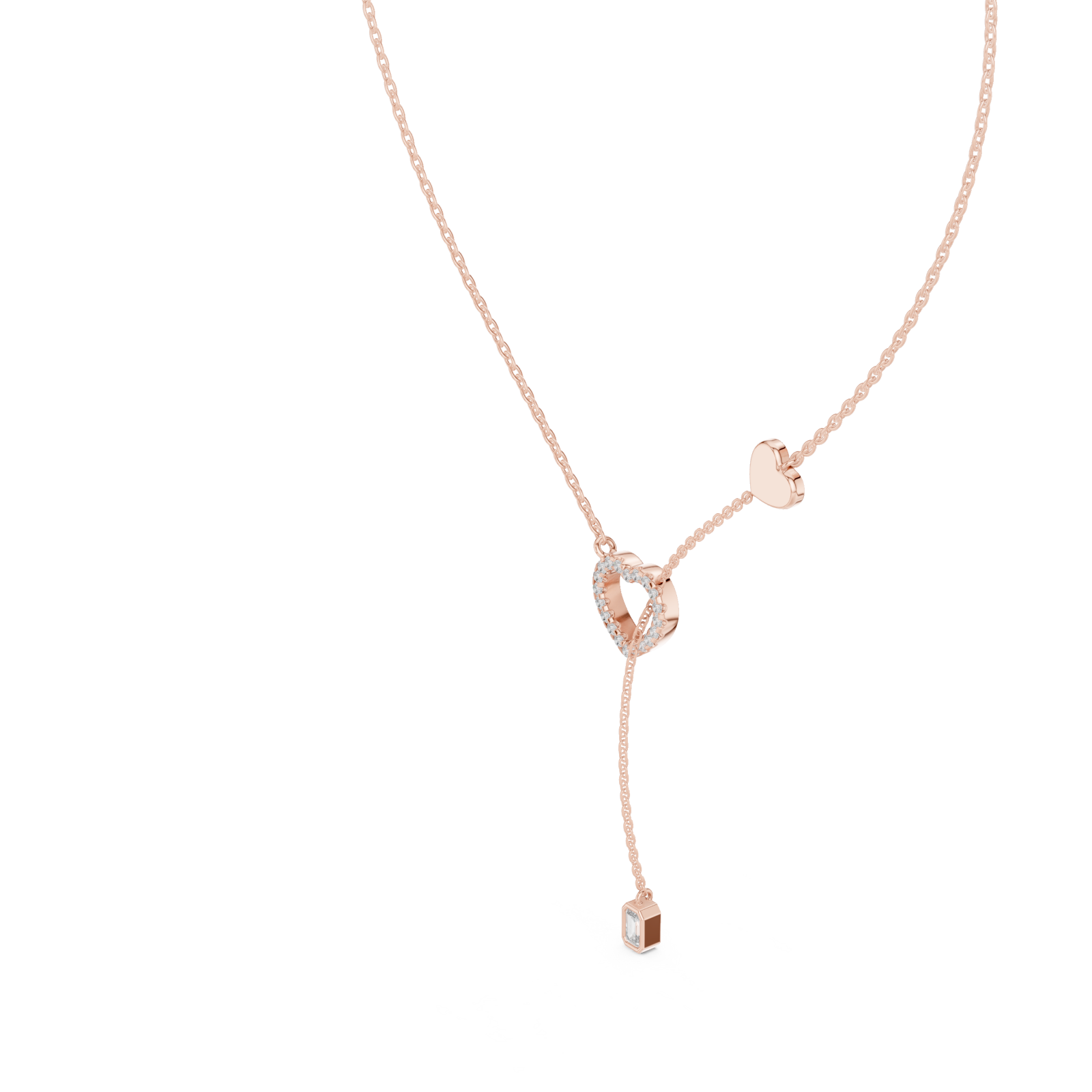  Rose Gold Endless Bond Heart Accent Pendant Right View
