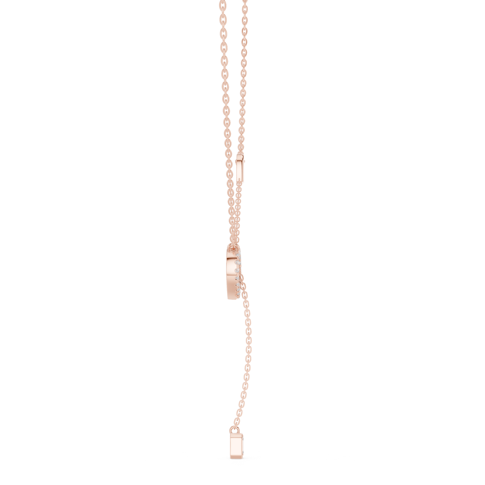  Rose Gold Endless Bond Heart Accent Pendant Side View