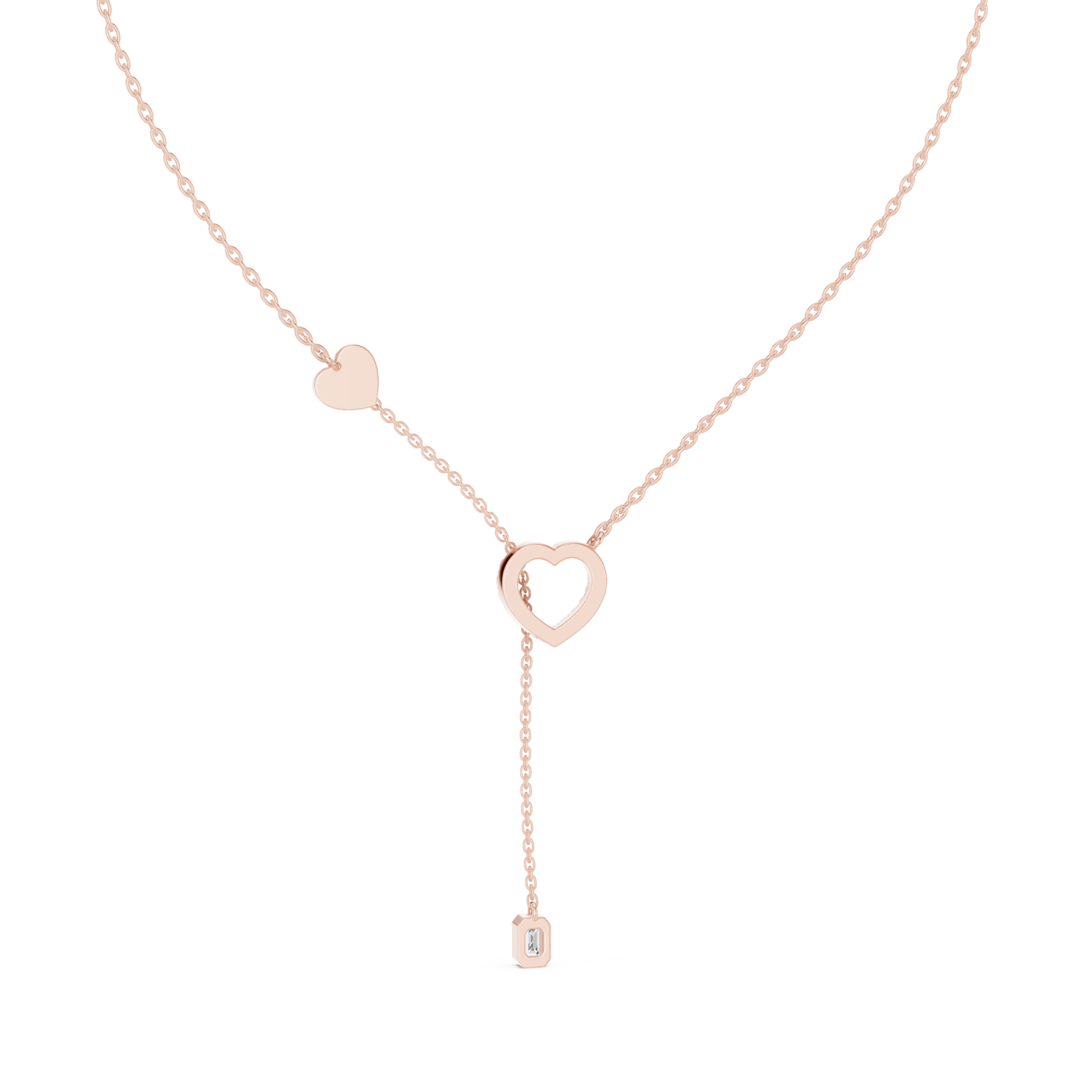  Rose Gold Endless Bond Heart Accent Pendant Front View