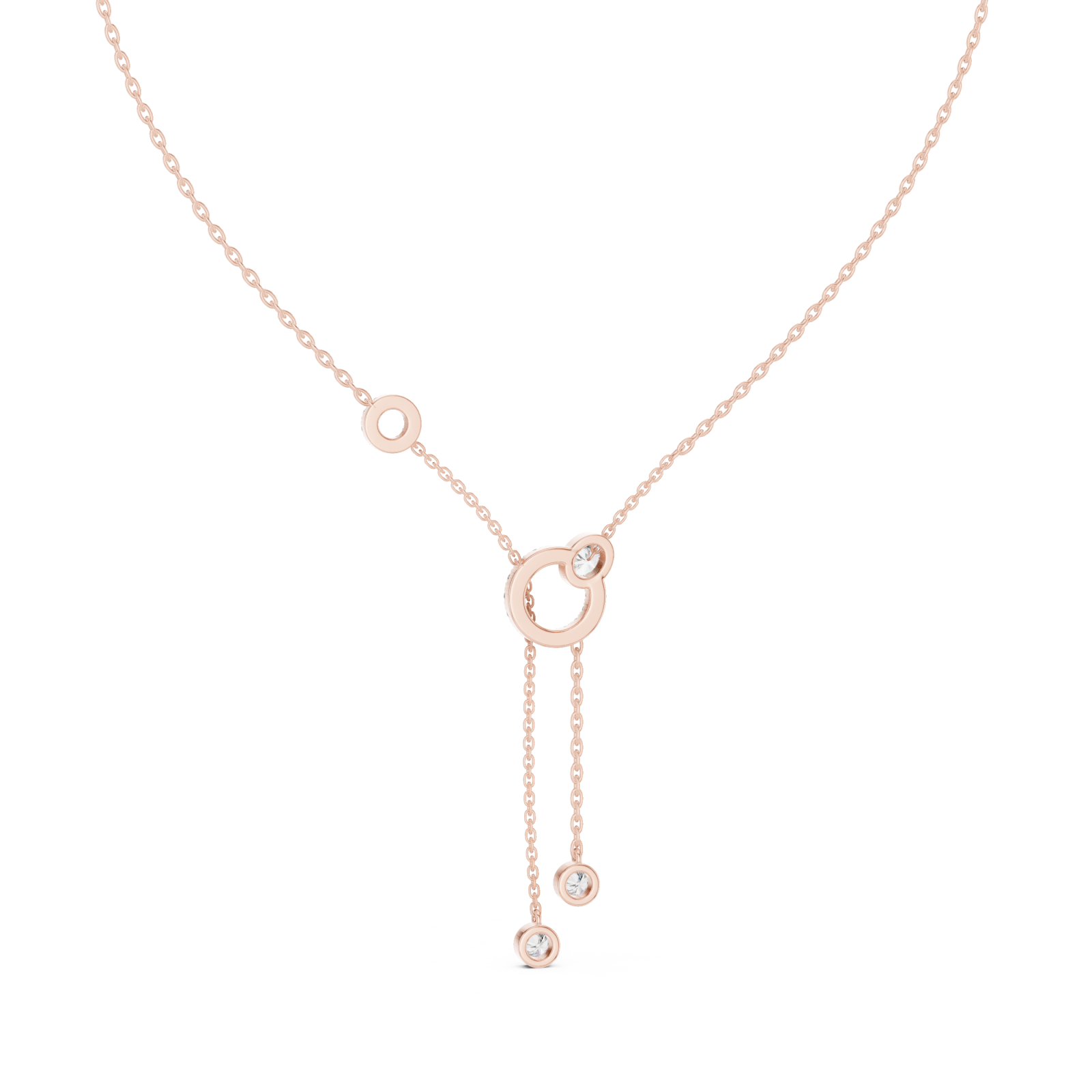  Rose Gold Gliding Radiance Y Pendant Front View