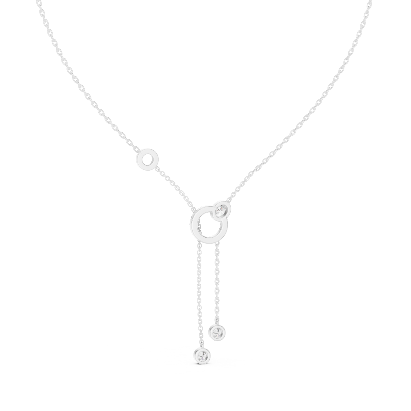  White Gold Gliding Radiance Y Pendant Front View