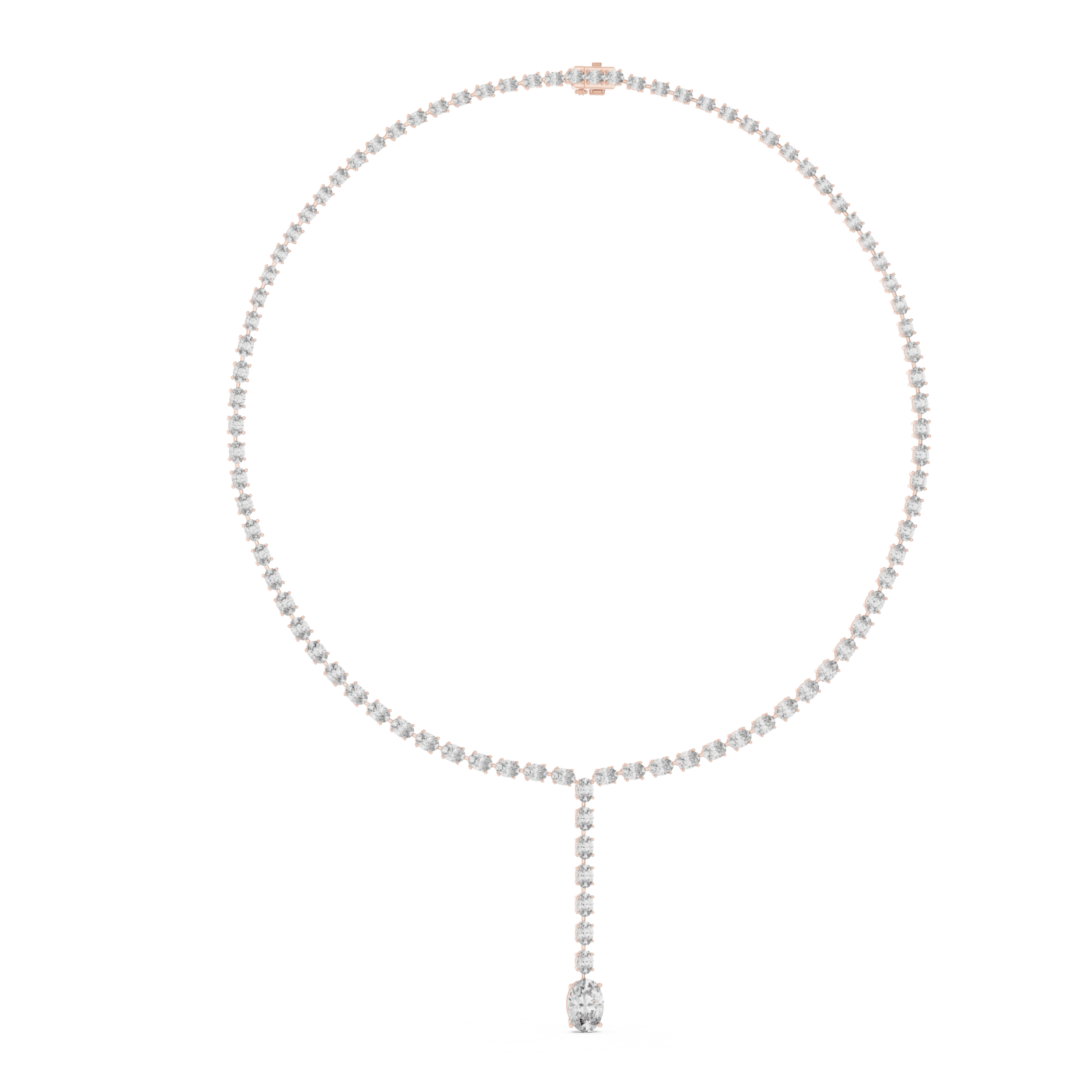  Rose Gold Radiant Lattice Harmony Lariat Necklace Left View