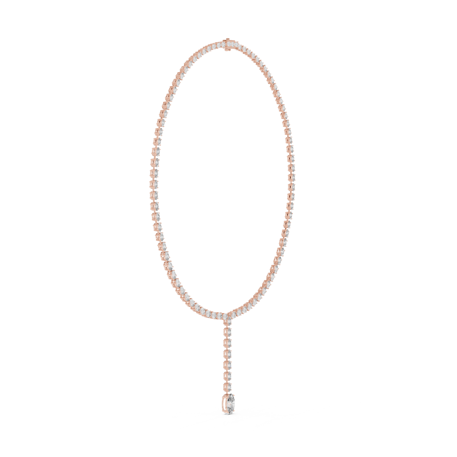  Rose Gold Radiant Lattice Harmony Lariat Necklace Side View