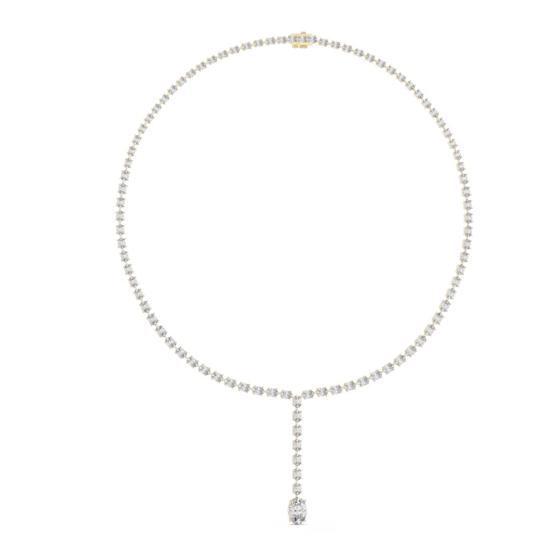  Gold Radiant Lattice Harmony Lariat Necklace Left View