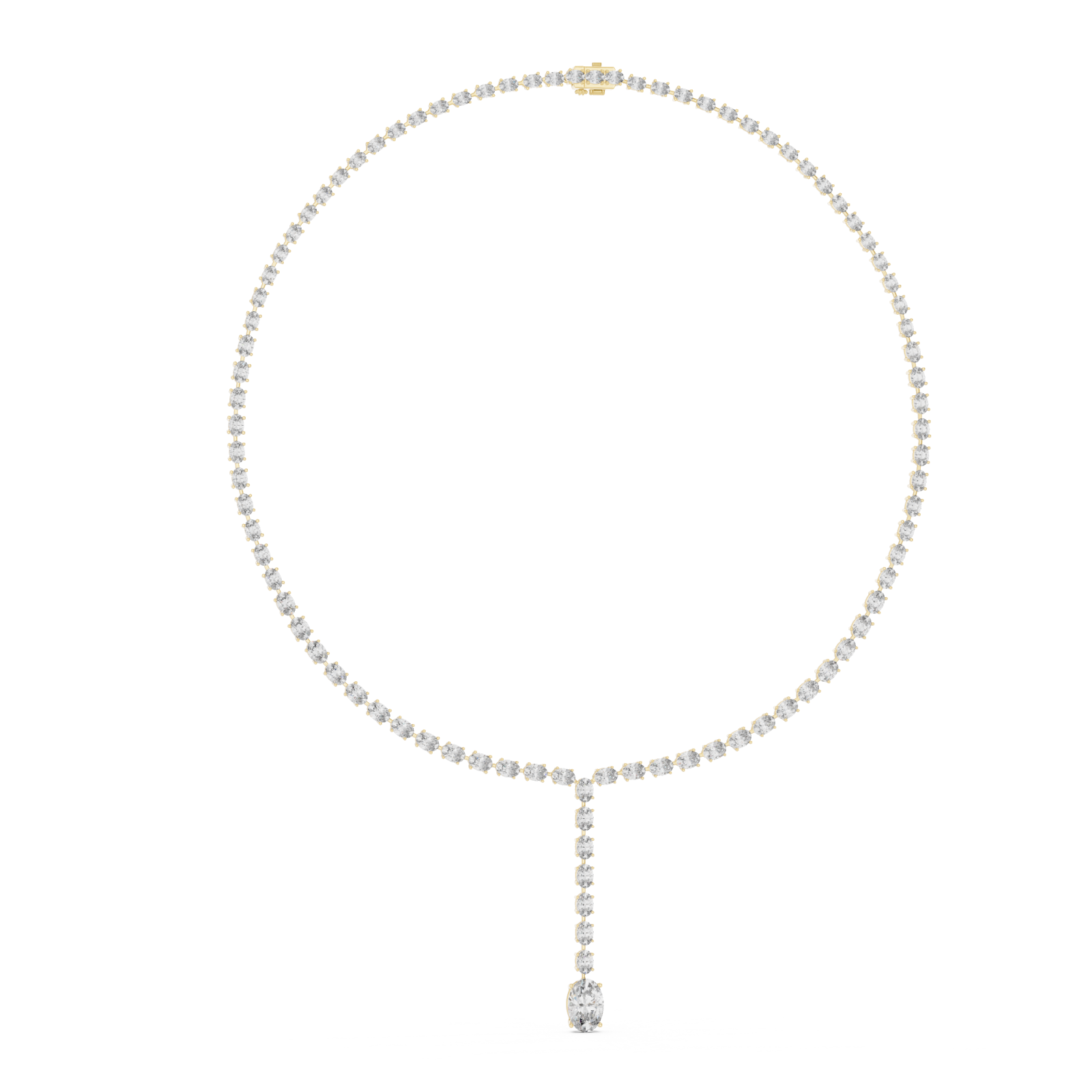 Gold Radiant Lattice Harmony Lariat Necklace Left View