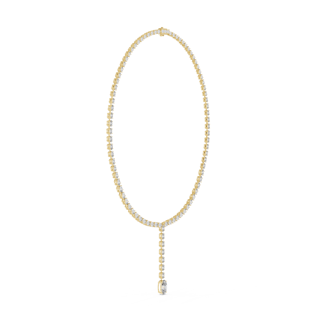  Gold Radiant Lattice Harmony Lariat Necklace Left View