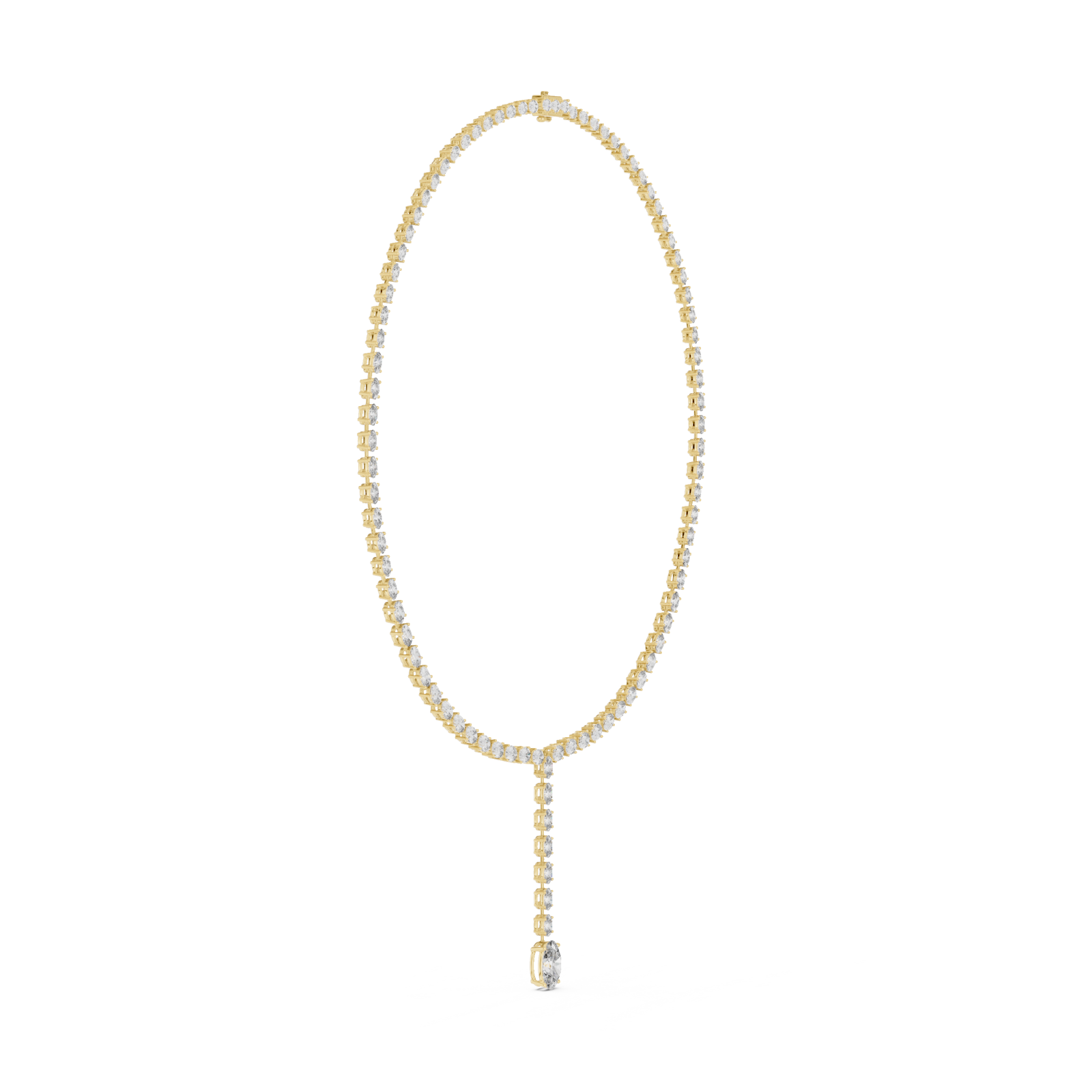  Gold Radiant Lattice Harmony Lariat Necklace Side View