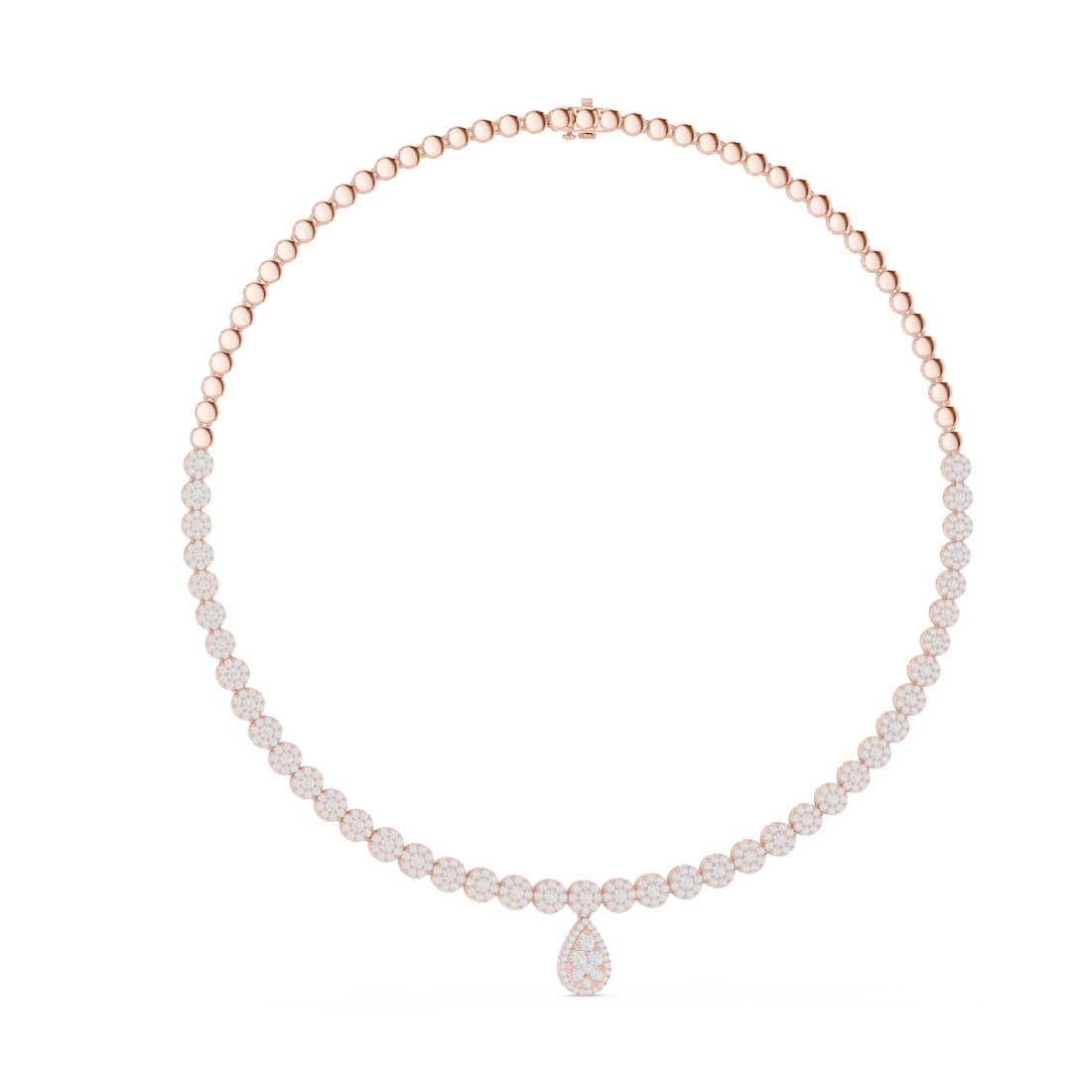  Rose Gold Radiant Teardrop Cluster Chain Necklace Left View