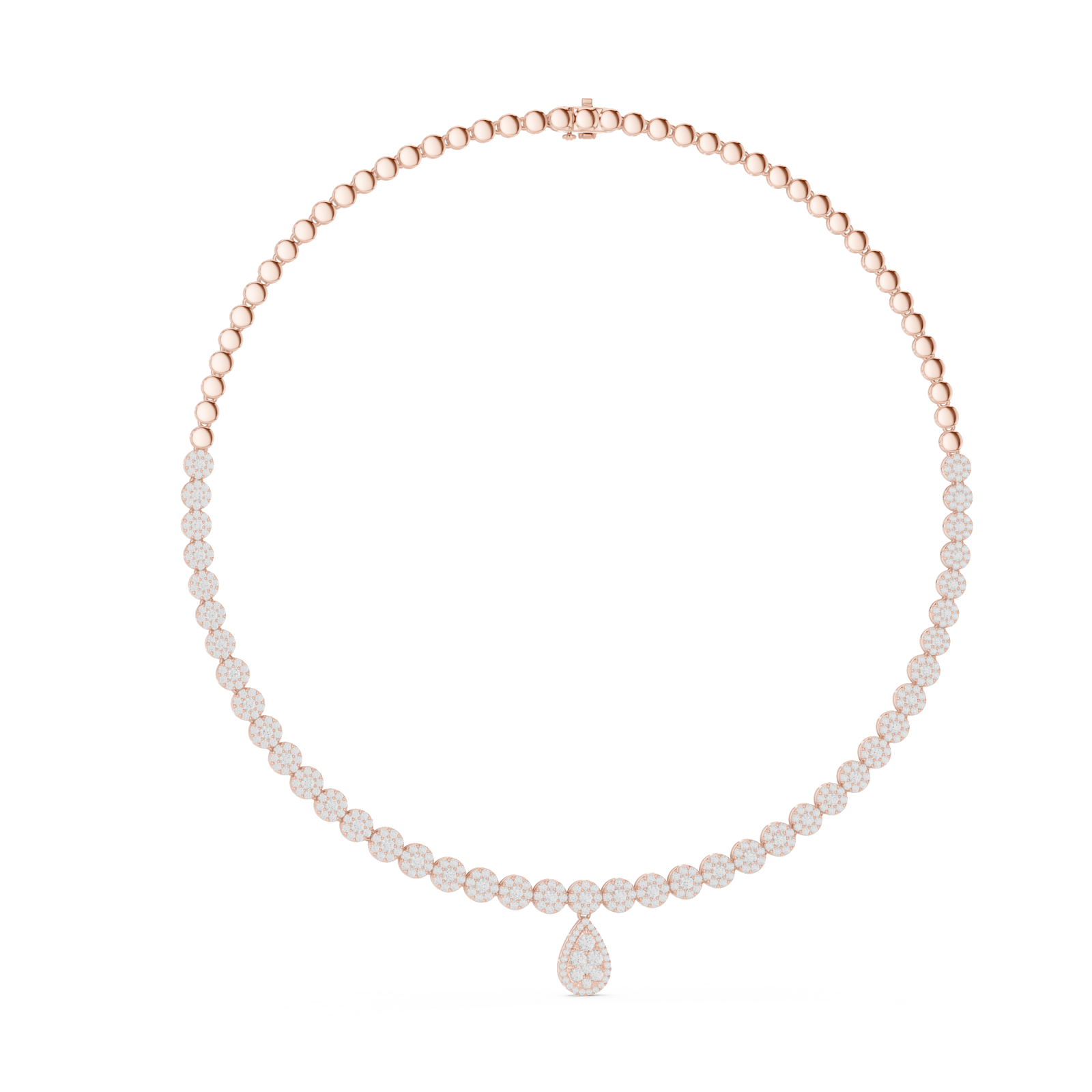  Rose Gold Radiant Teardrop Cluster Chain Necklace Left View