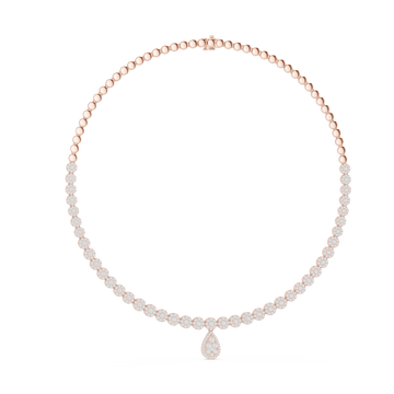  Rose Gold Radiant Teardrop Cluster Chain Necklace Left View