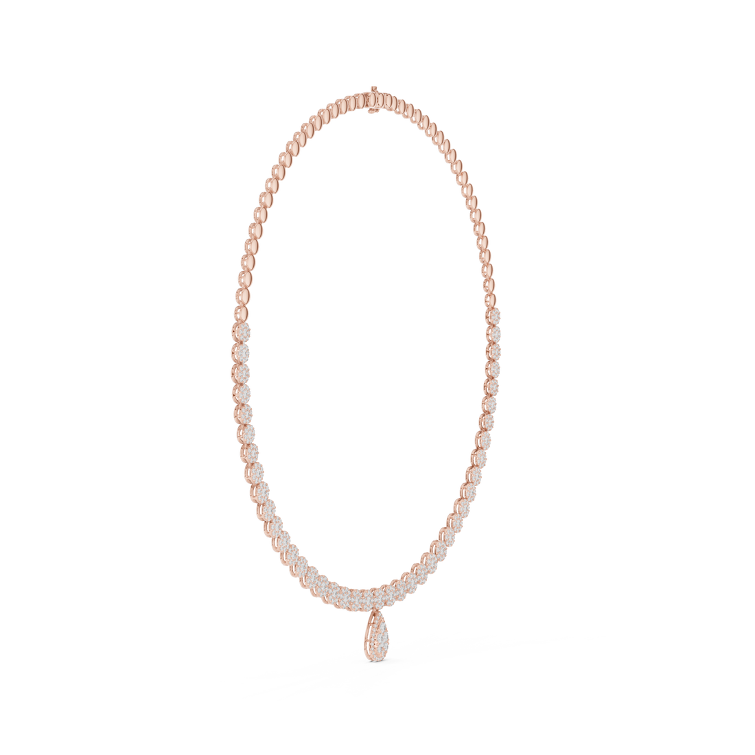  Rose Gold Radiant Teardrop Cluster Chain Necklace Left View