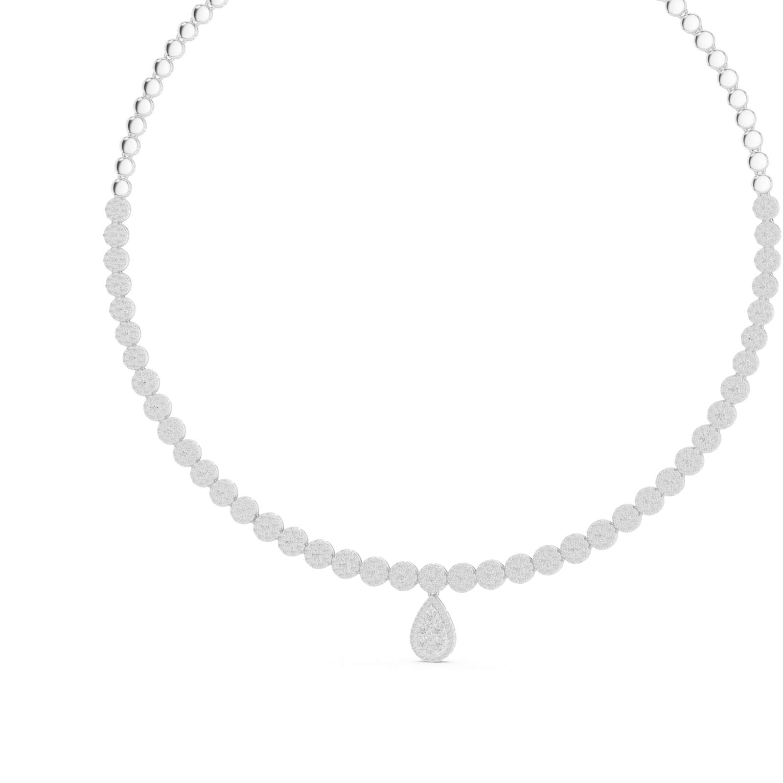  White Gold Radiant Teardrop Cluster Chain Necklace Right View