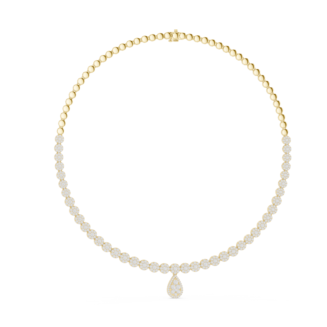  Gold Radiant Teardrop Cluster Chain Necklace Left View