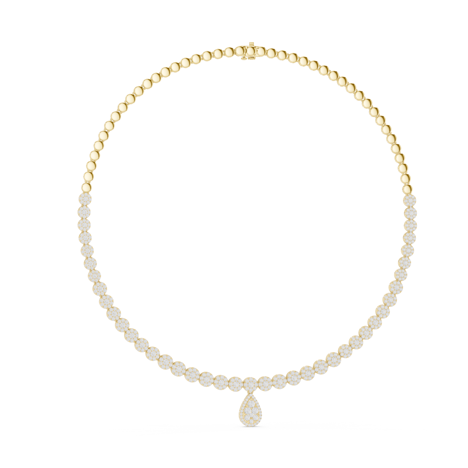  Gold Radiant Teardrop Cluster Chain Necklace Left View