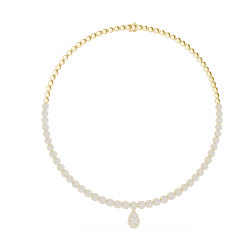  Gold Radiant Teardrop Cluster Chain Necklace Left View
