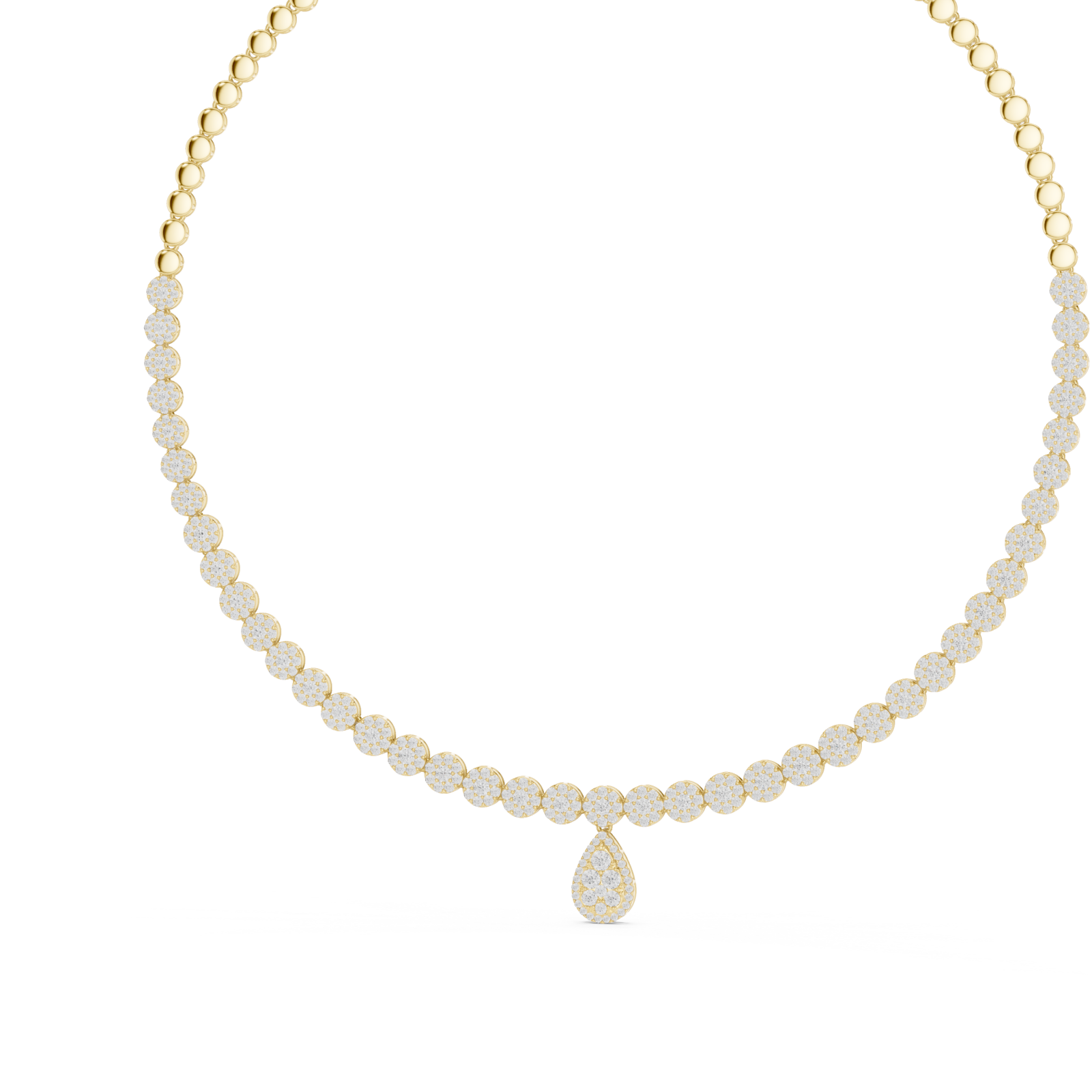 Gold Radiant Teardrop Cluster Chain Necklace Right View