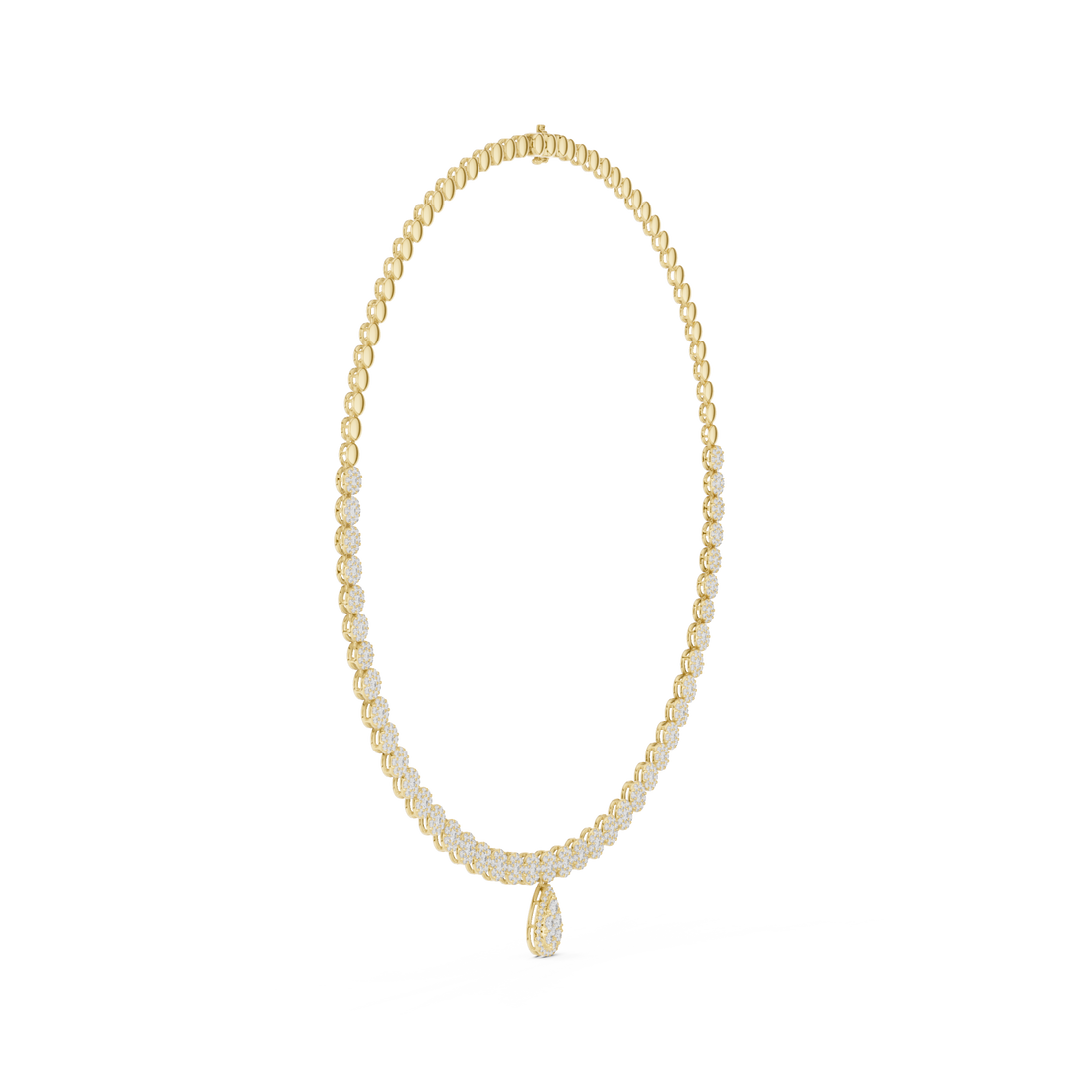  Gold Radiant Teardrop Cluster Chain Necklace Left View
