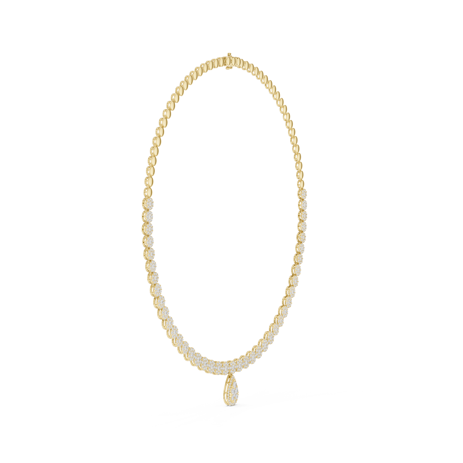  Gold Radiant Teardrop Cluster Chain Necklace Side View