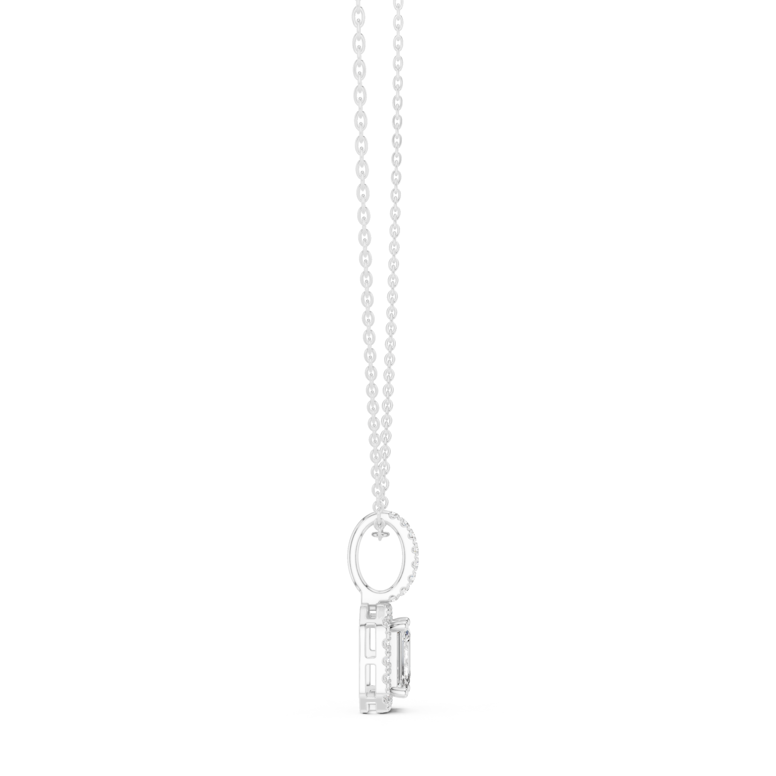  White Gold Embrace Pendant Necklace Side View