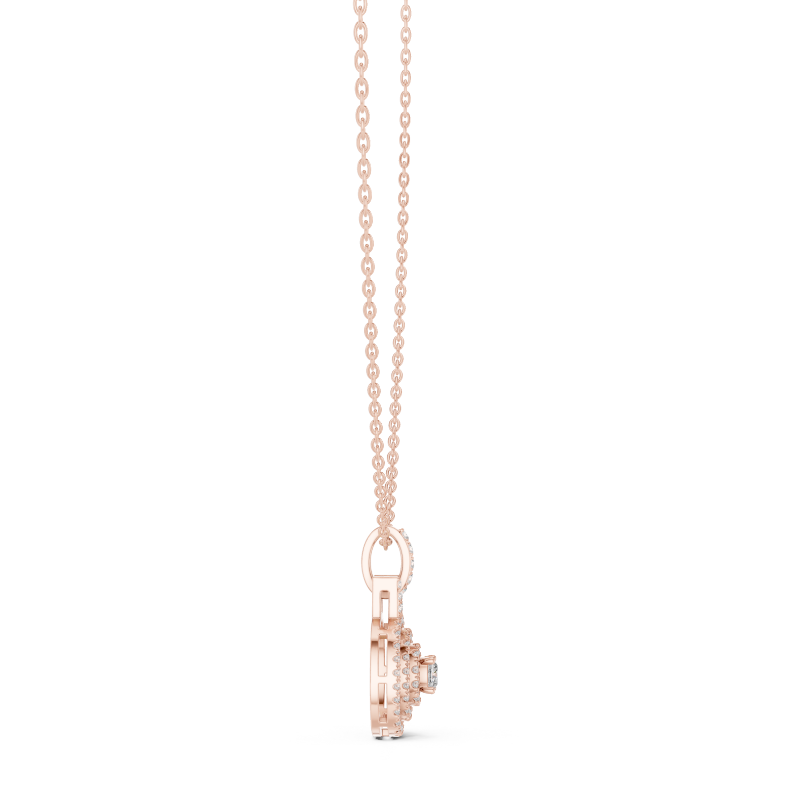  Rose Gold Celestial Harmony Signature Pendant Necklace Side View