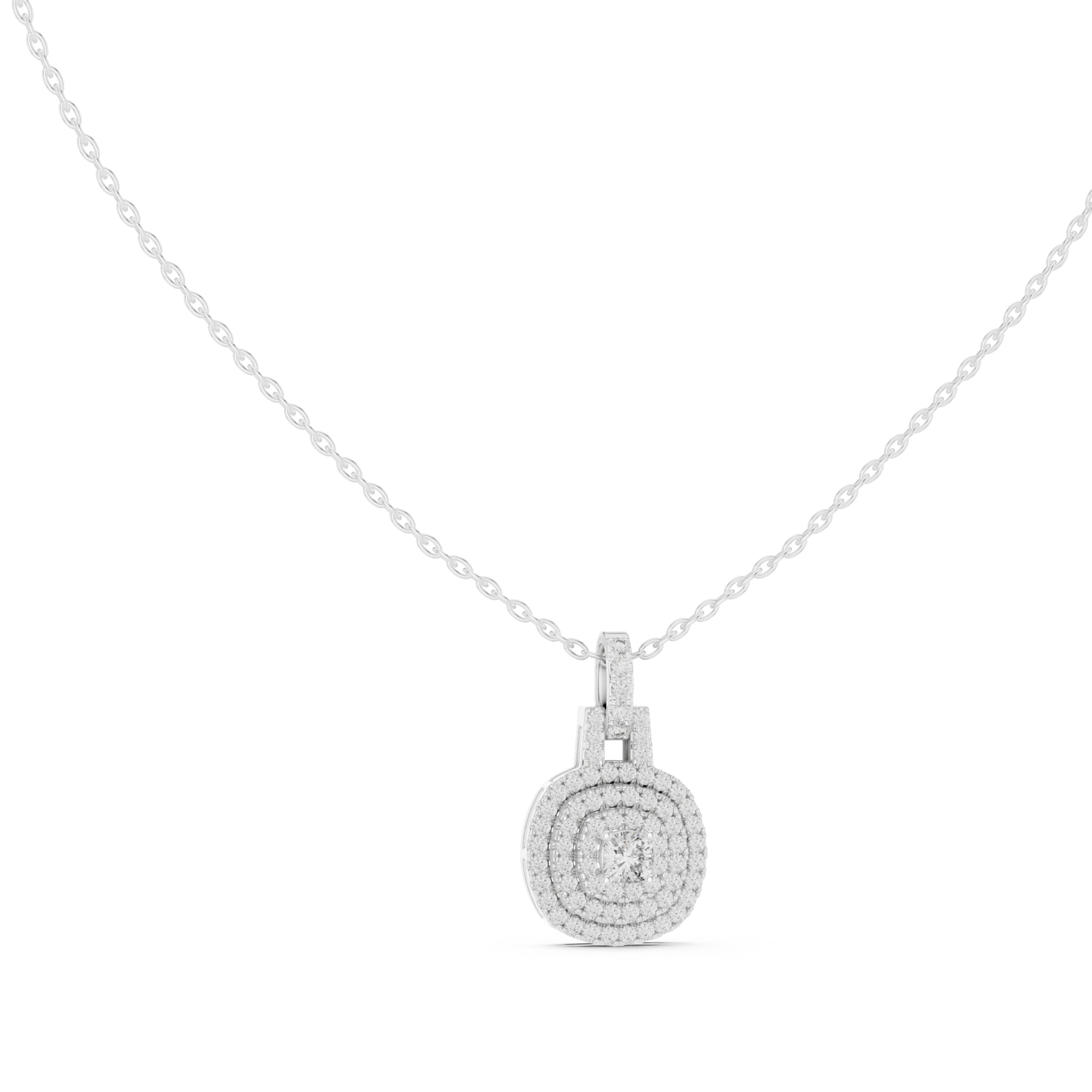  White Gold Celestial Harmony Signature Pendant Necklace Left View