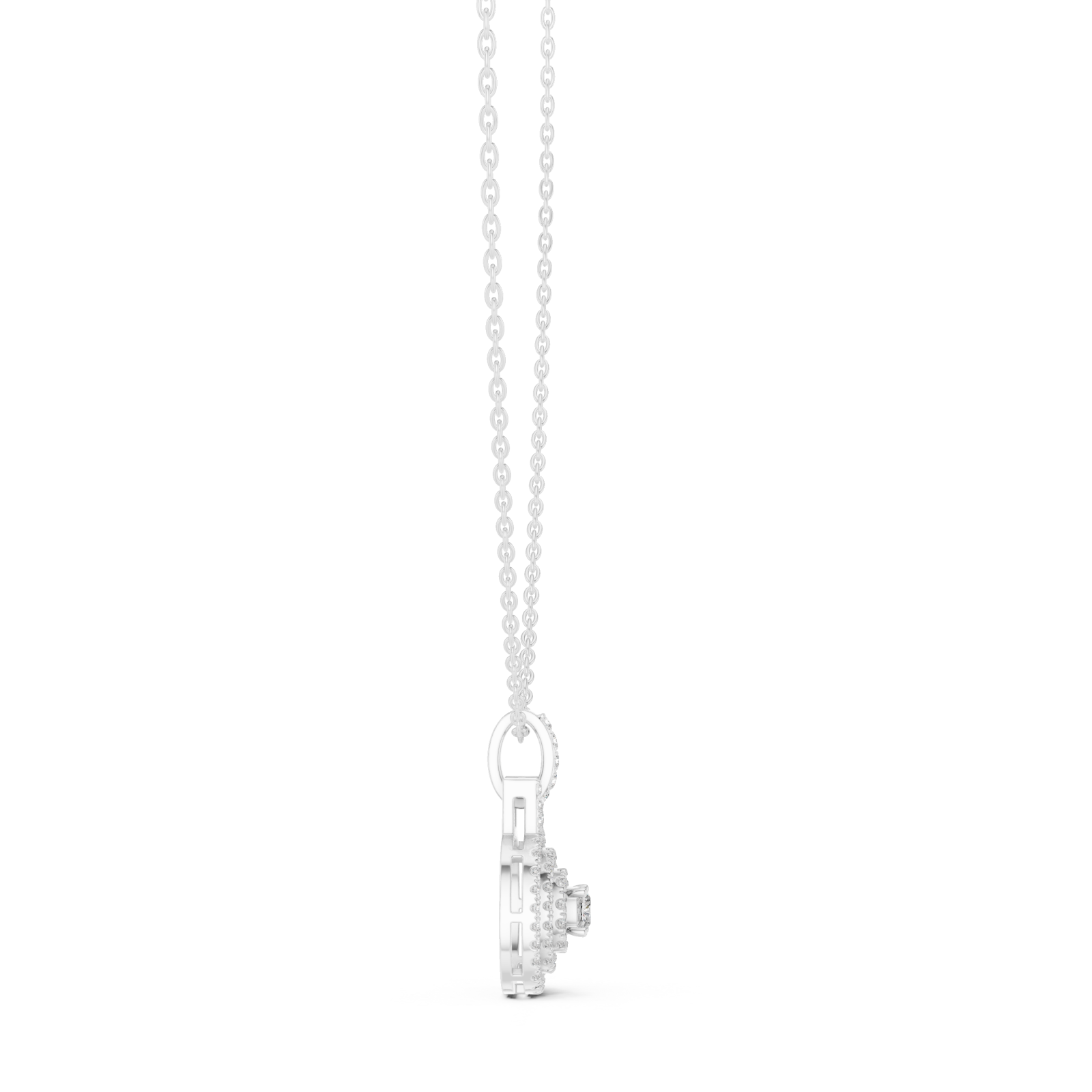  White Gold Celestial Harmony Signature Pendant Necklace Side View
