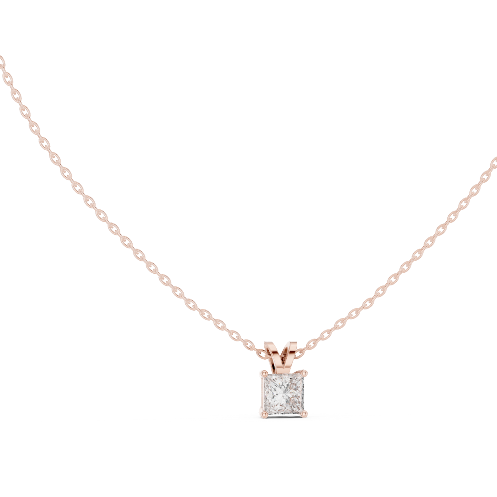  Rose Gold Radiant Embrace Solitaire Necklace Left View