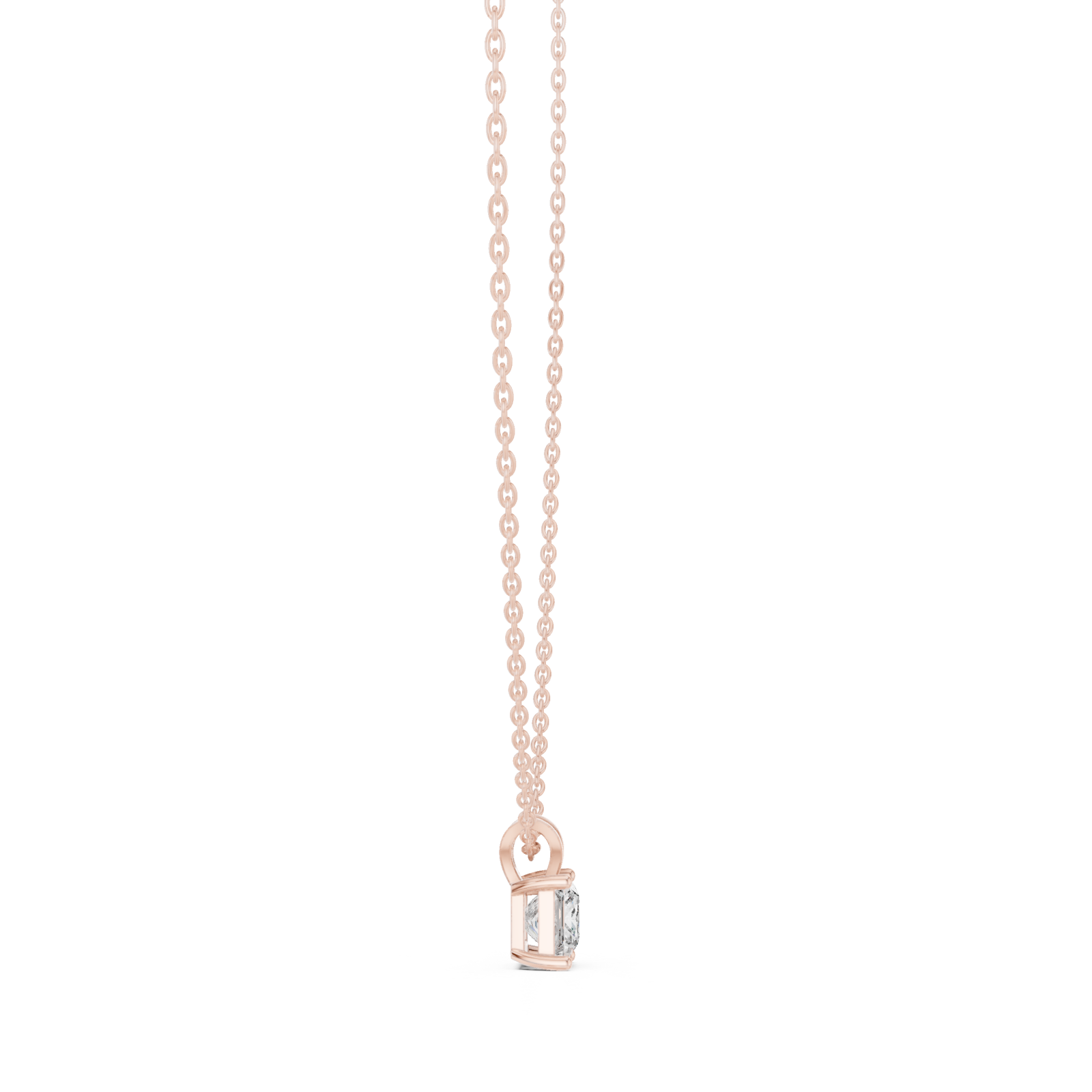  Rose Gold Radiant Embrace Solitaire Necklace Side View