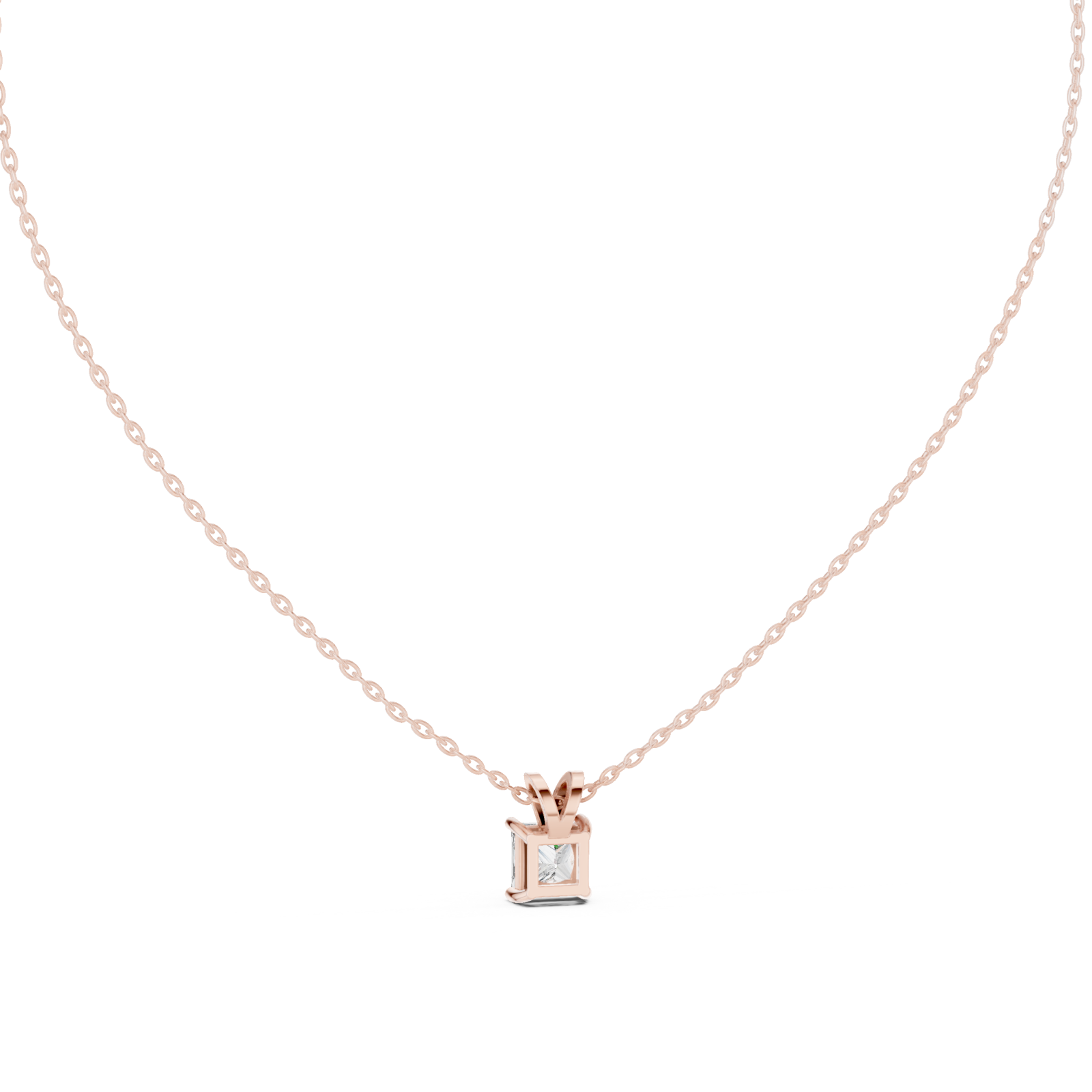  Rose Gold Radiant Embrace Solitaire Necklace Front View