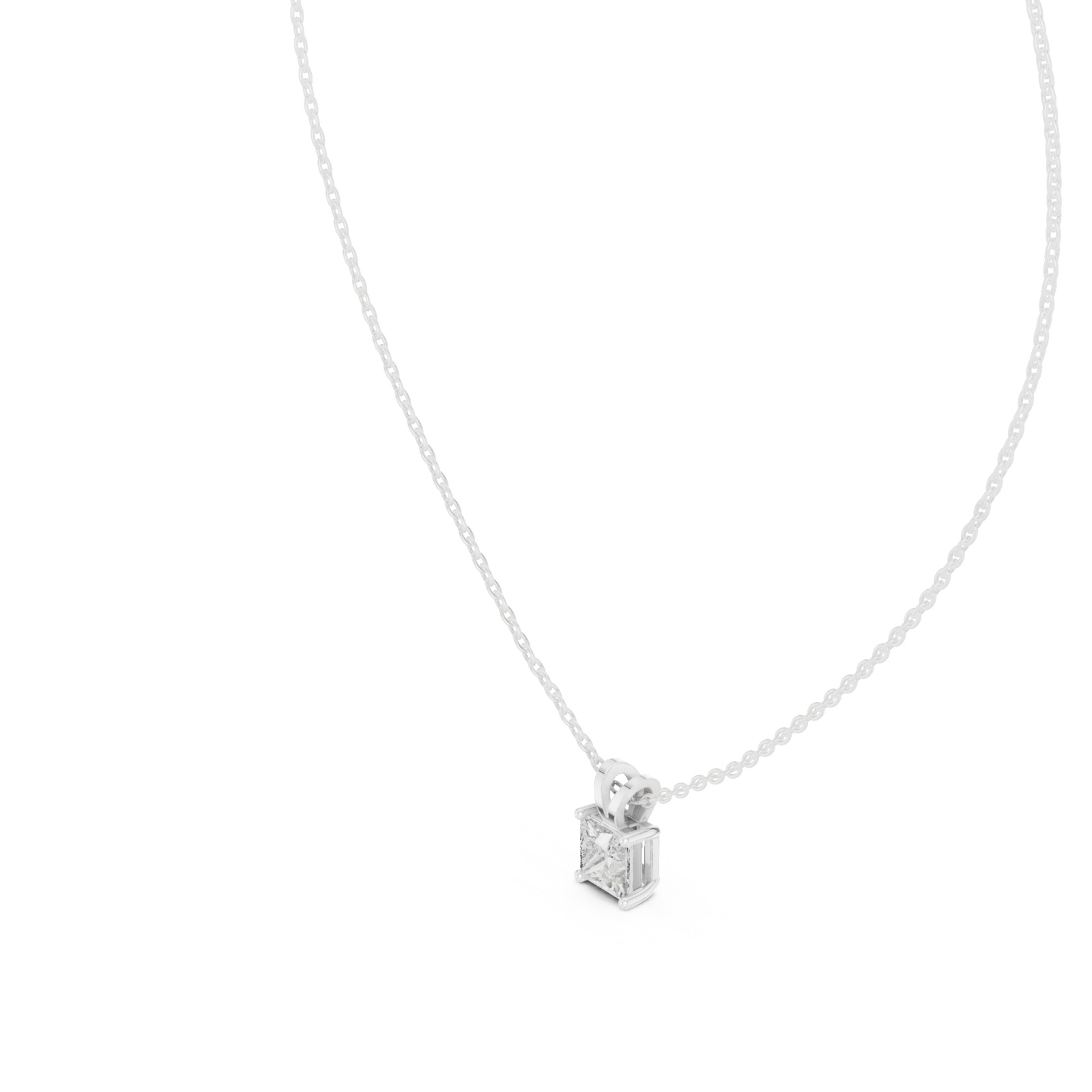  White Gold Radiant Embrace Solitaire Necklace Right View