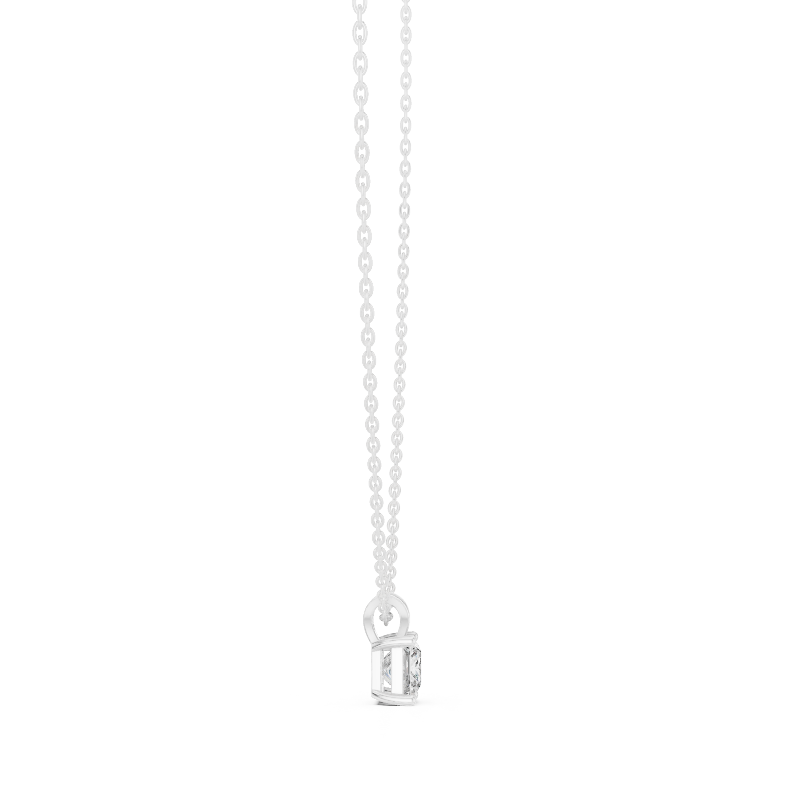  White Gold Radiant Embrace Solitaire Necklace Side View