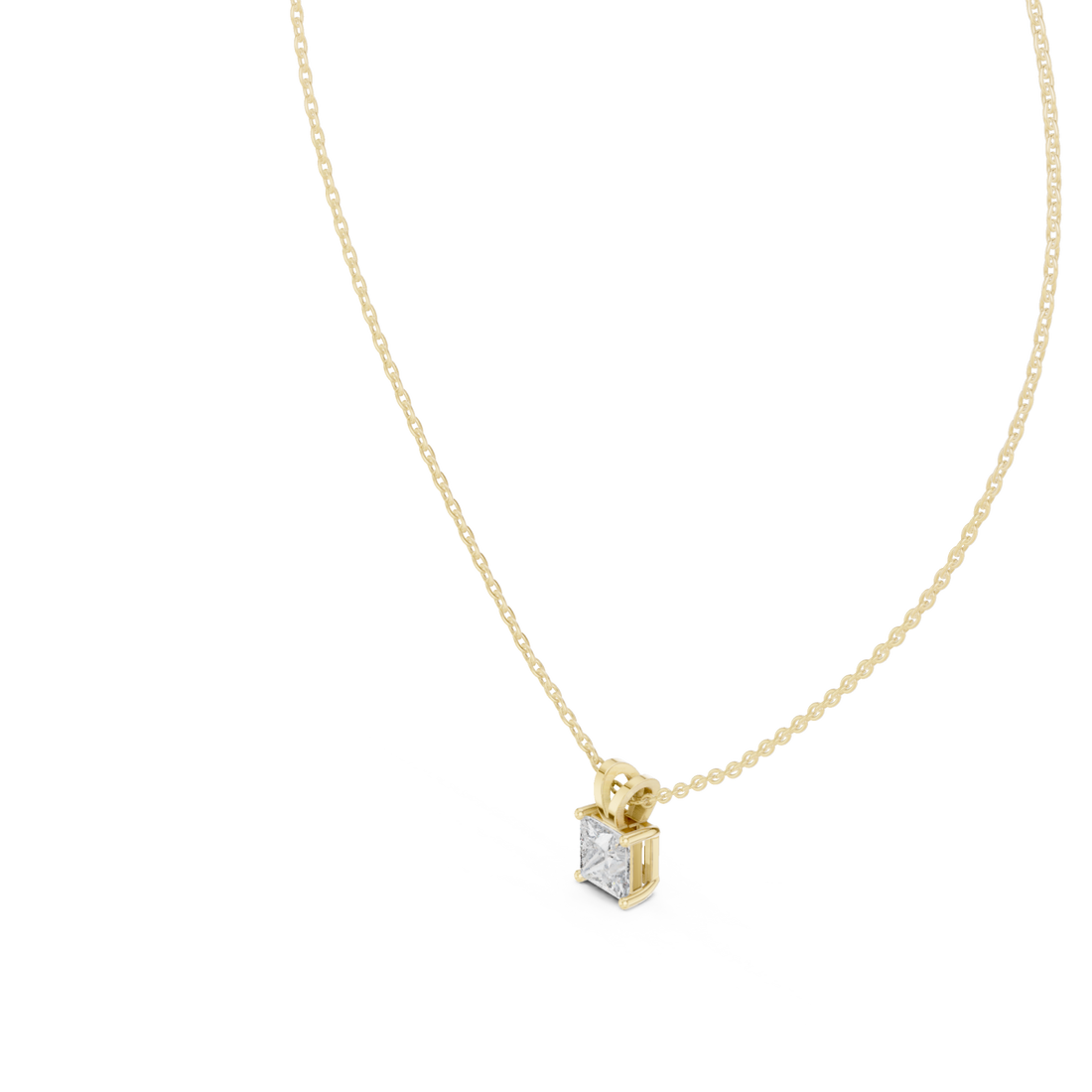 Gold Radiant Embrace Solitaire Necklace Right View