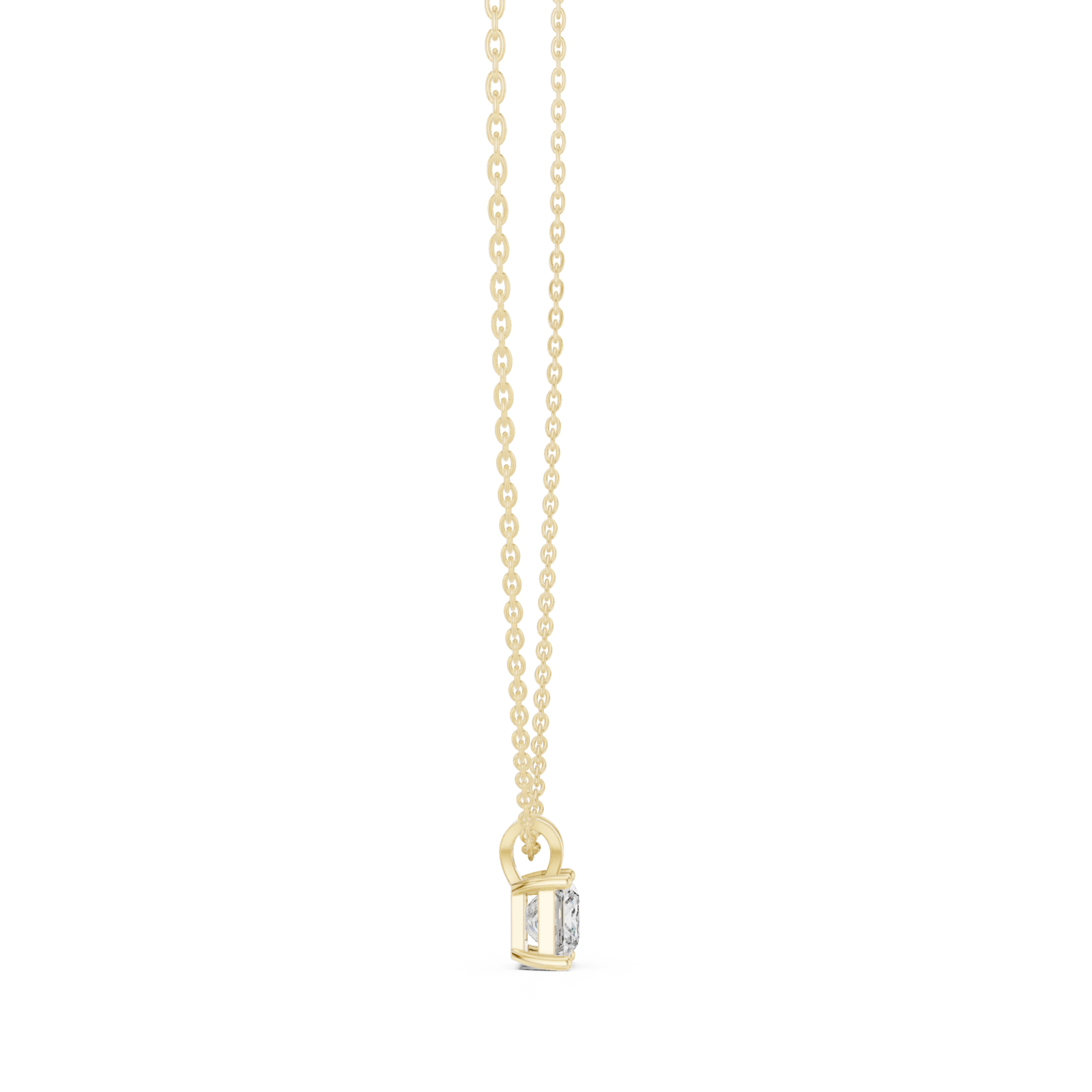  Gold Radiant Embrace Solitaire Necklace Side View