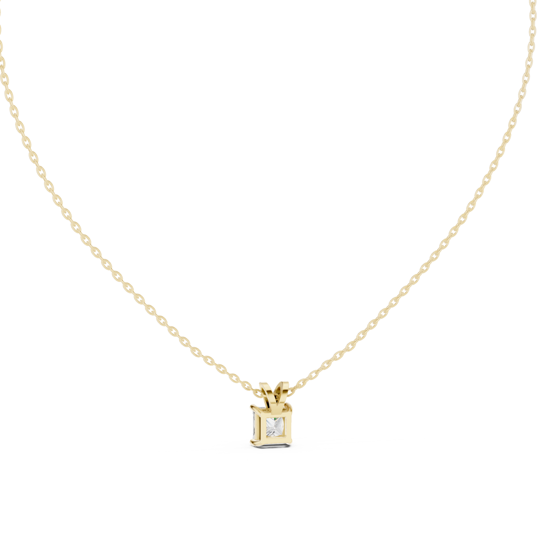 Gold Radiant Embrace Solitaire Necklace Right View