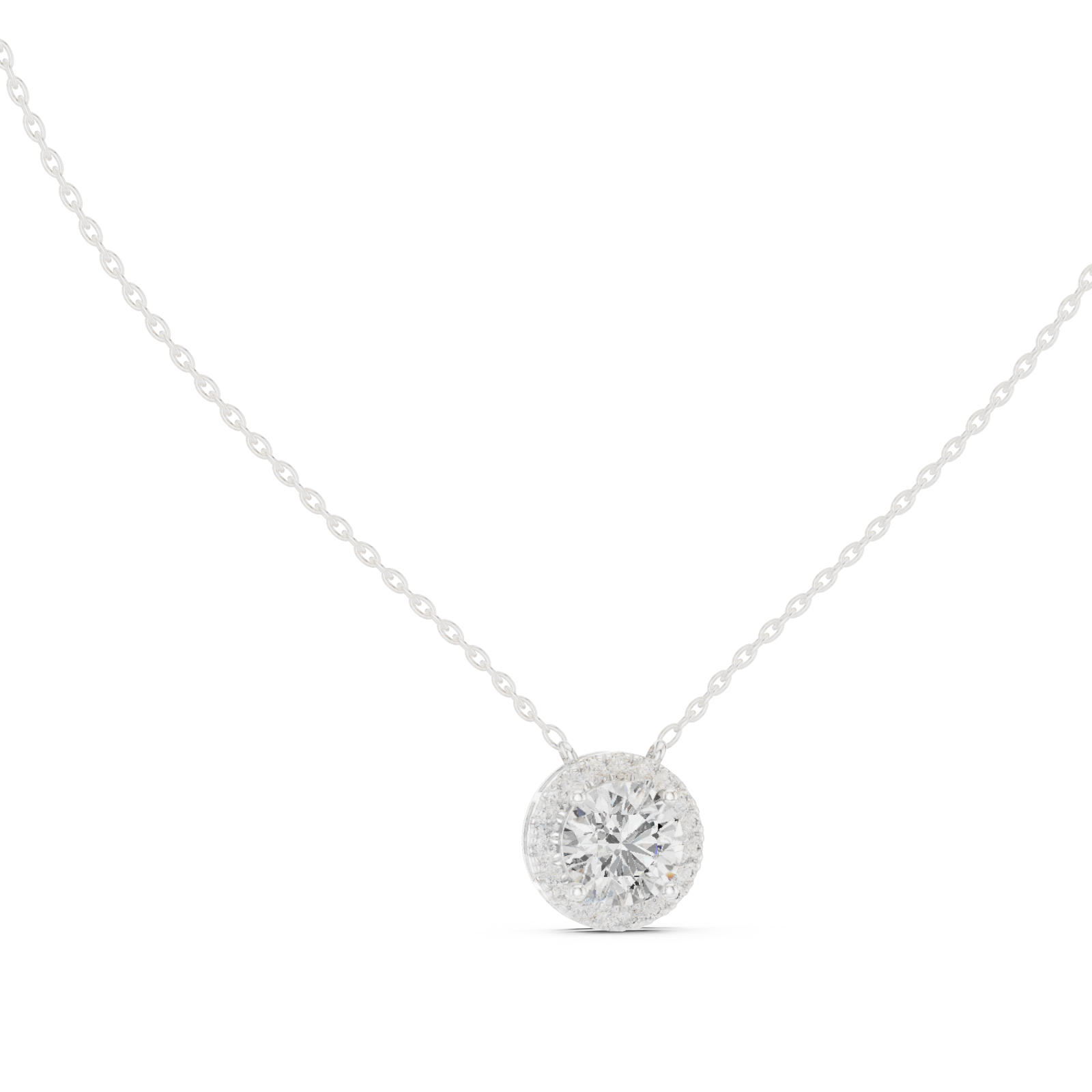  White Gold Golden Halo Symphony Pendant Necklace Left View