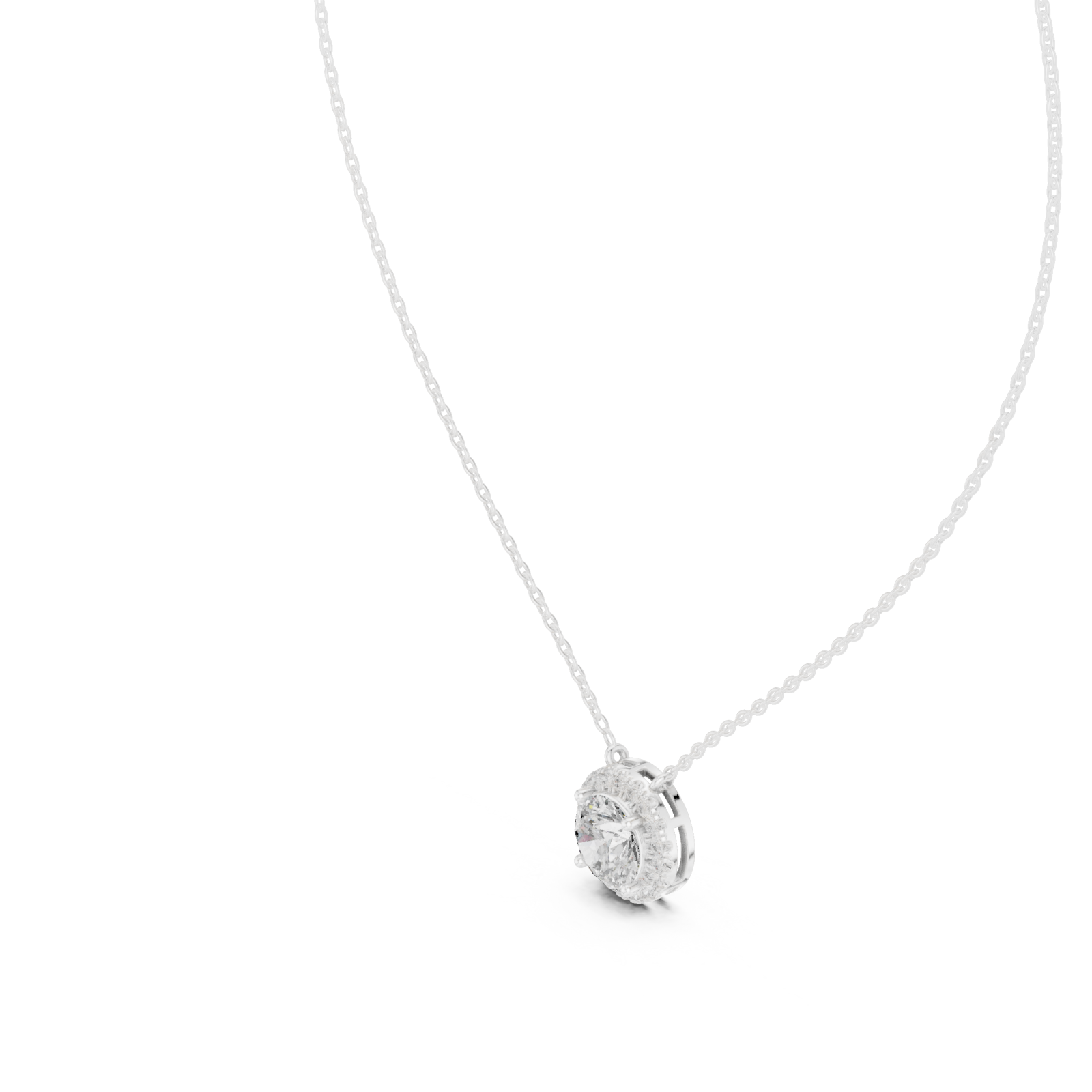  White Gold Golden Halo Symphony Pendant Necklace Right View