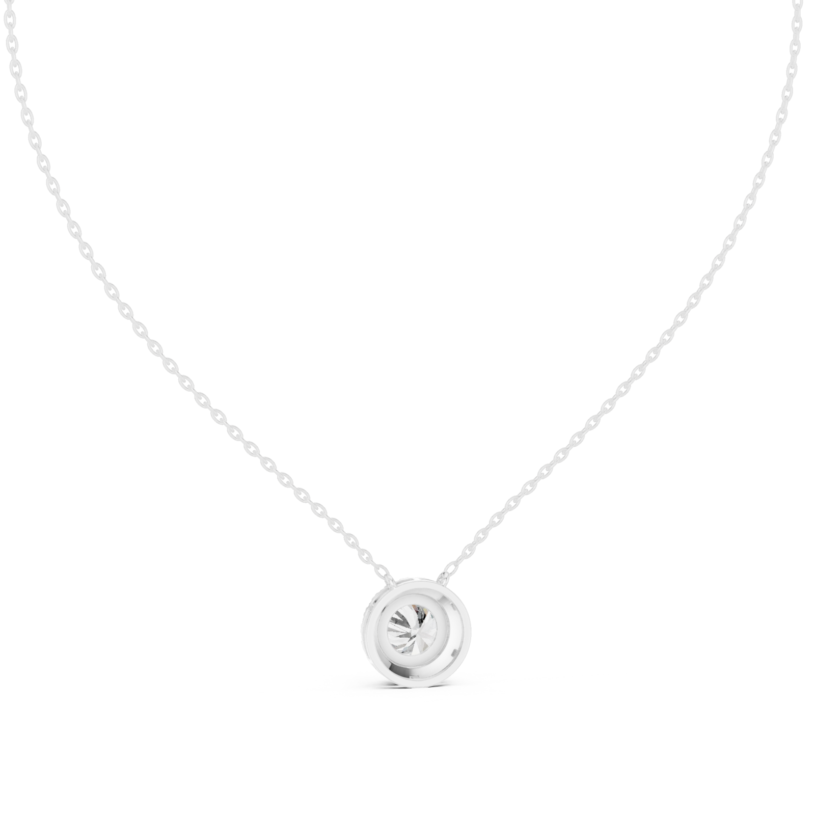  White Gold Golden Halo Symphony Pendant Necklace Front View