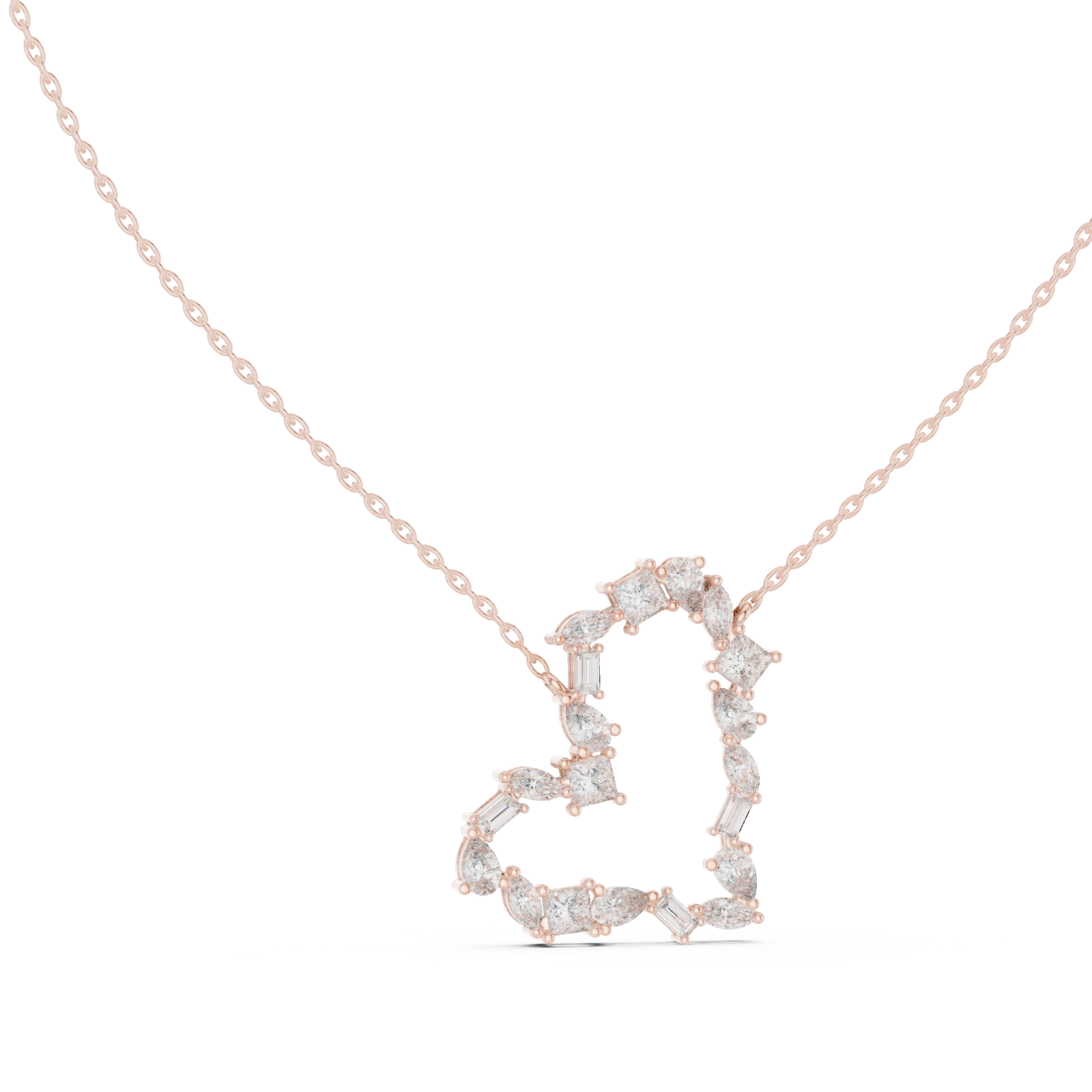  Rose Gold Starlit Cascade Geometric Romance Necklace Left View